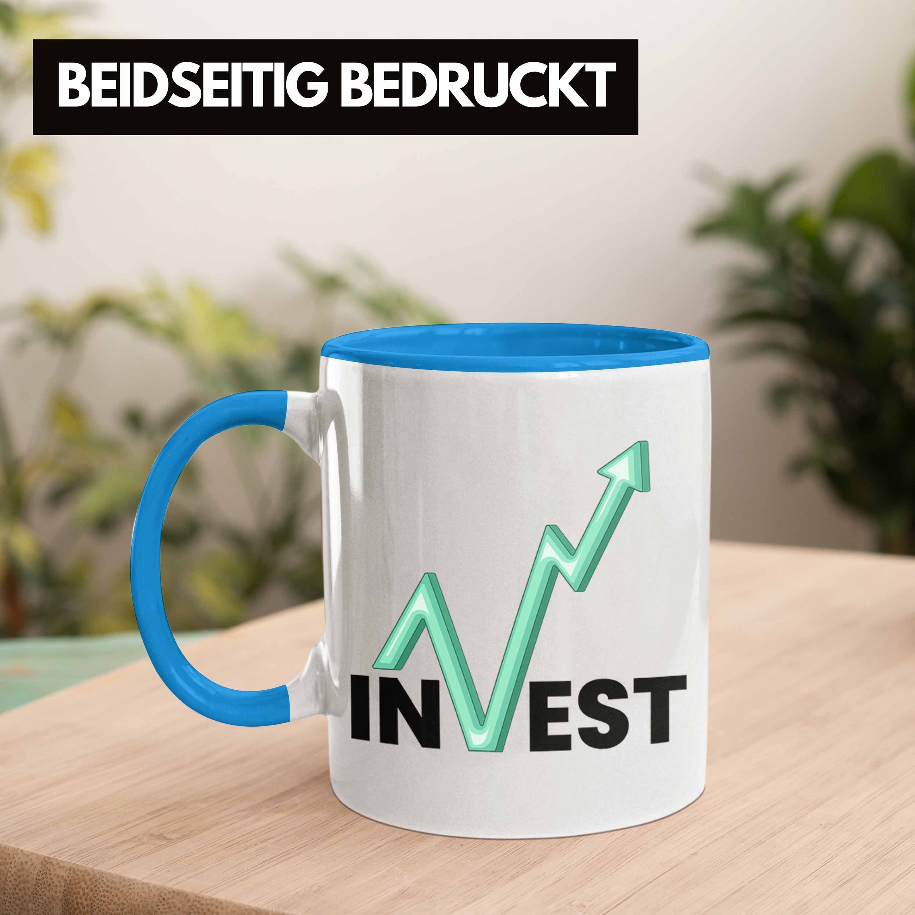 Tasse Trader Trendation Börsenfans Tasse Li Geschenk und Blau Investment Aktien "Invest" für