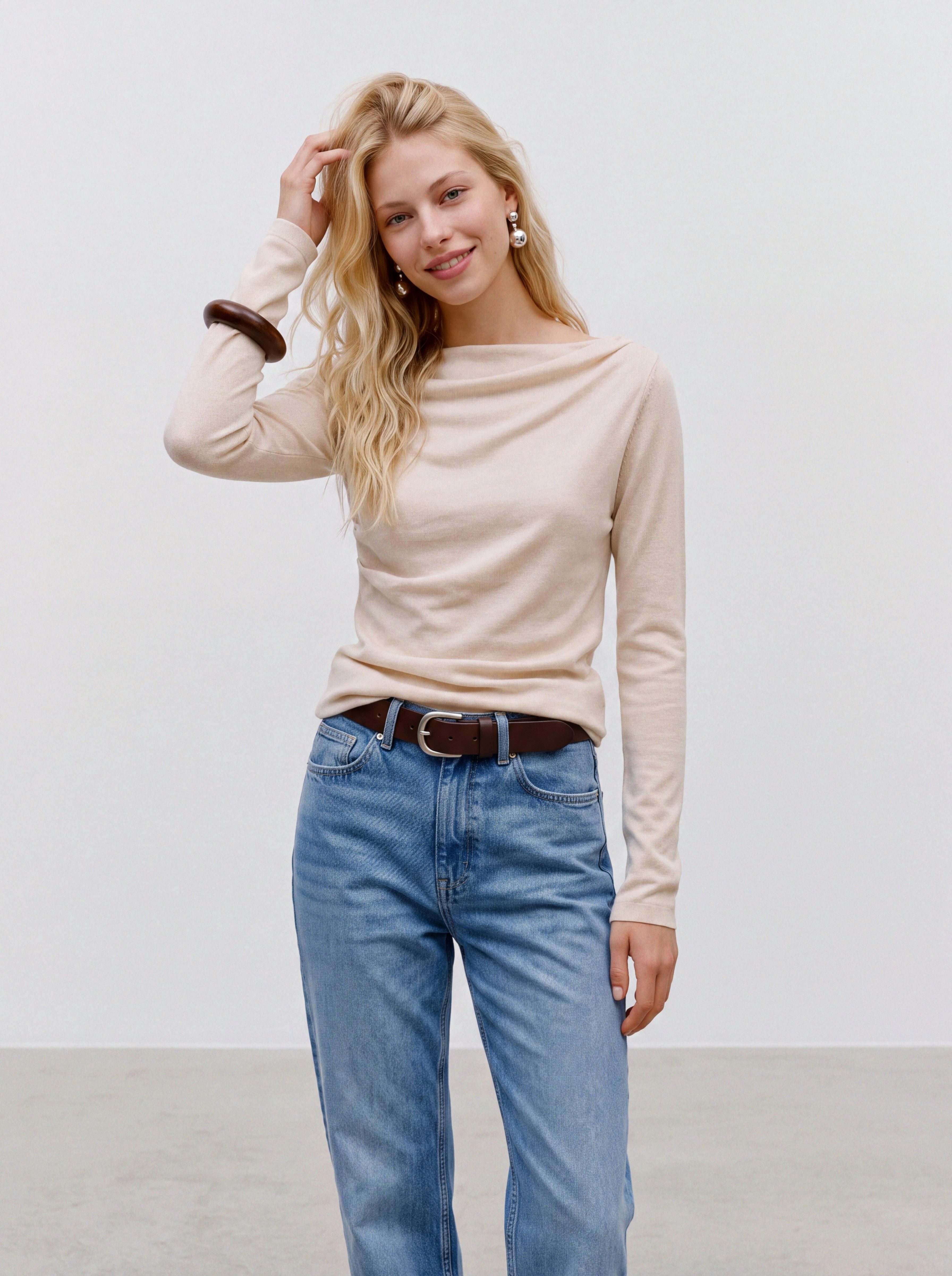 Vero Moda Strickpullover VMSOFINE KNIT LS BOATNECK PULLOVER NOOS Materialmix, regular fit