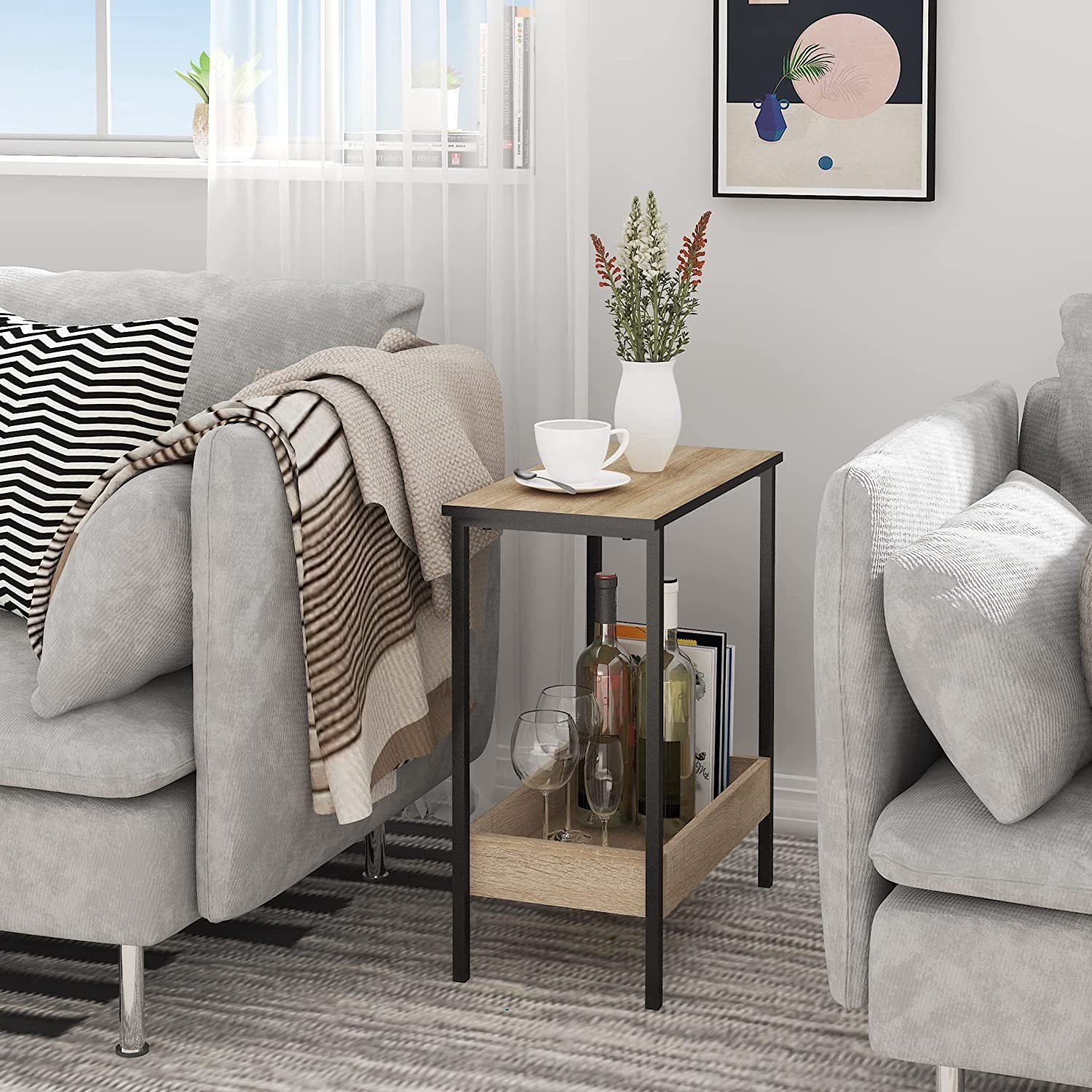 Woltu Beistelltisch (1-St), mit 2 Ablagen, Couchtisch mit Stauraum 50x55x25 günstig online kaufen