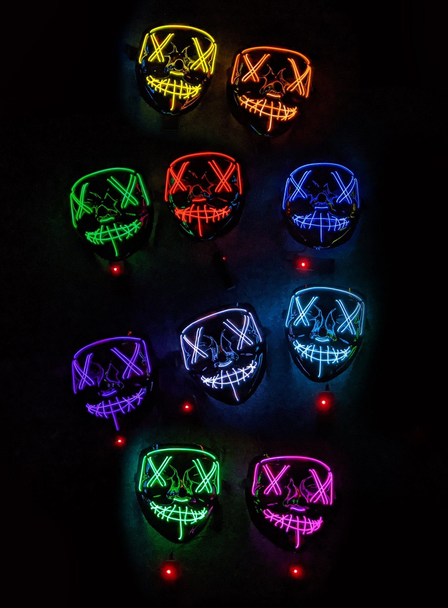 Maskworld Verkleidungsmaske LED Maske lila, Coole Leuchtmaske wie in The Purge