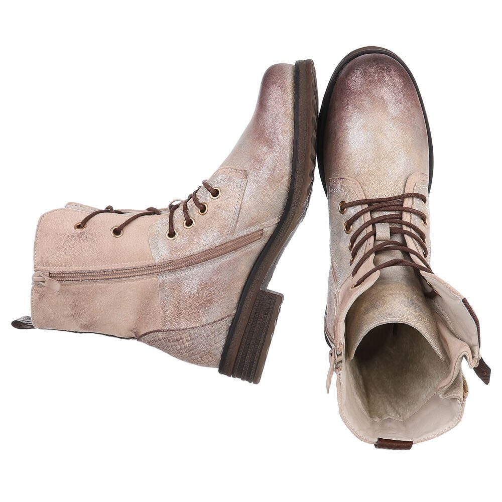 Ital-Design Modischer Damenstiefel mit Schnürung und Reißverschluss Stiefel günstig online kaufen