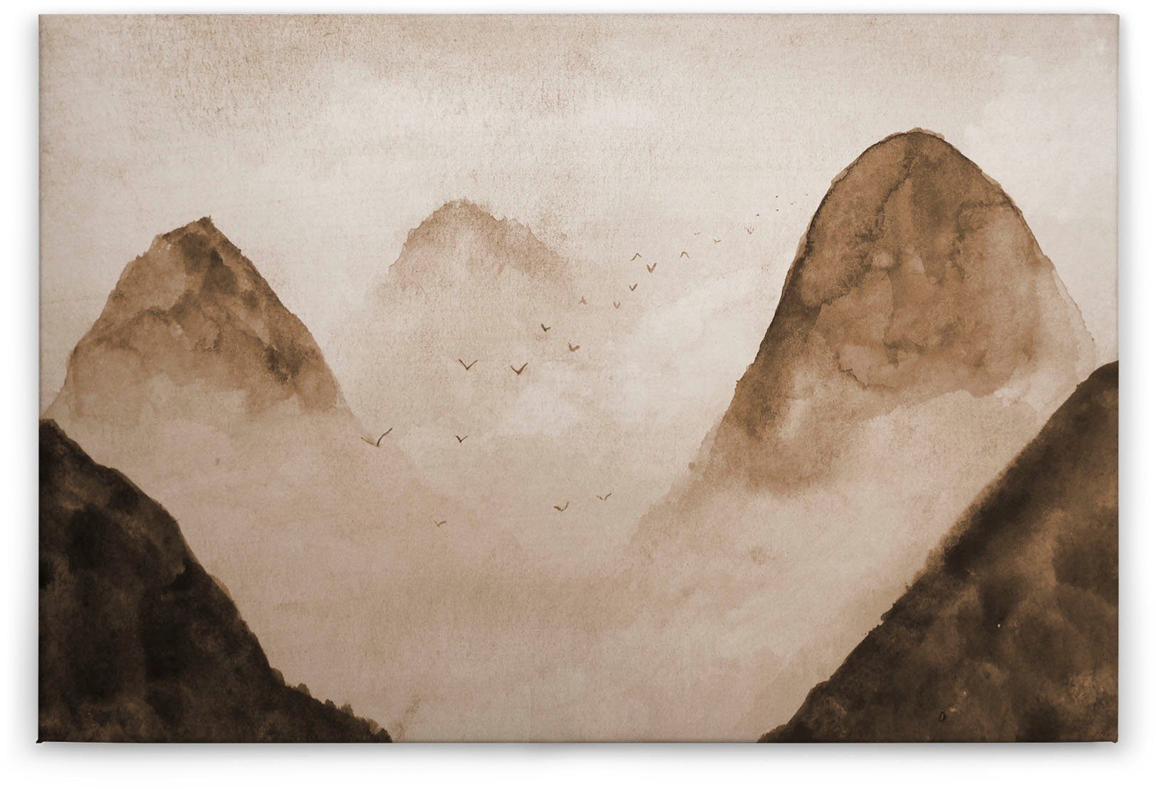 A.S. Création Leinwandbild Misty Rocks, Berge, Kinder, Kunst (1 St), Nebel Keilrahmen Berg Gebirge Landschaft Leinwand-Bild Wohnzimmer Wand