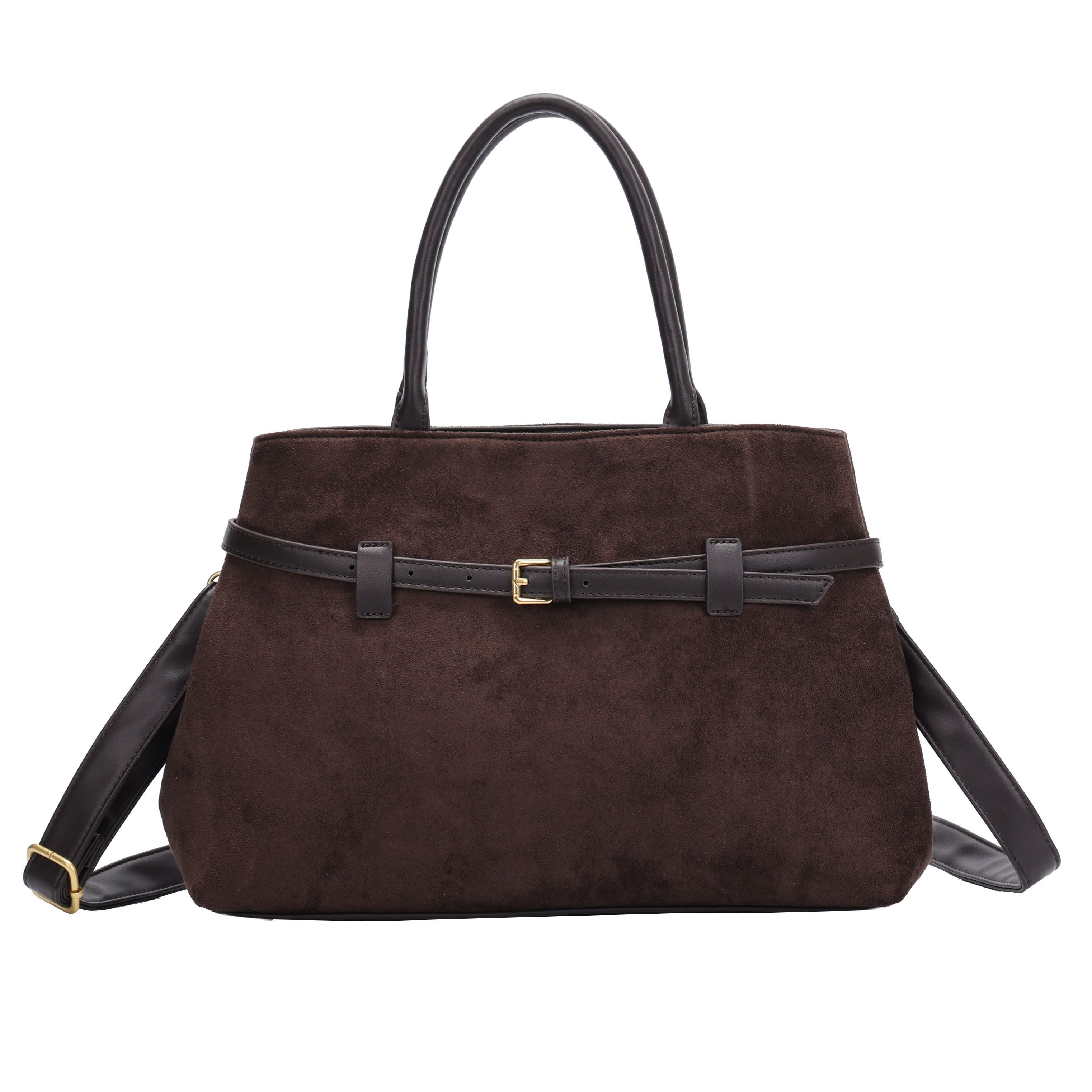 MIRROSI Shopper Damen Handtasche Wildleder-Optik, chultertasche mit Tragegriffen (verstellbarem Umhängeriemen, ca. 36x10x26 cm), Neue Kollektion Herbst/Winter 2026
