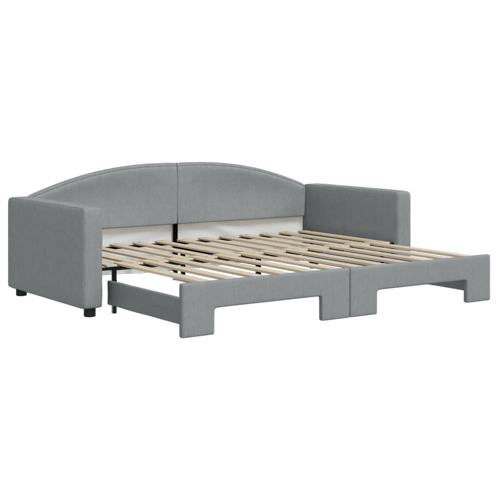 vidaXL Gästebett 90 x 200 cm Gästebett Tagesbett Ausziehbar Hellgrau 90x200 cm Stoff Be