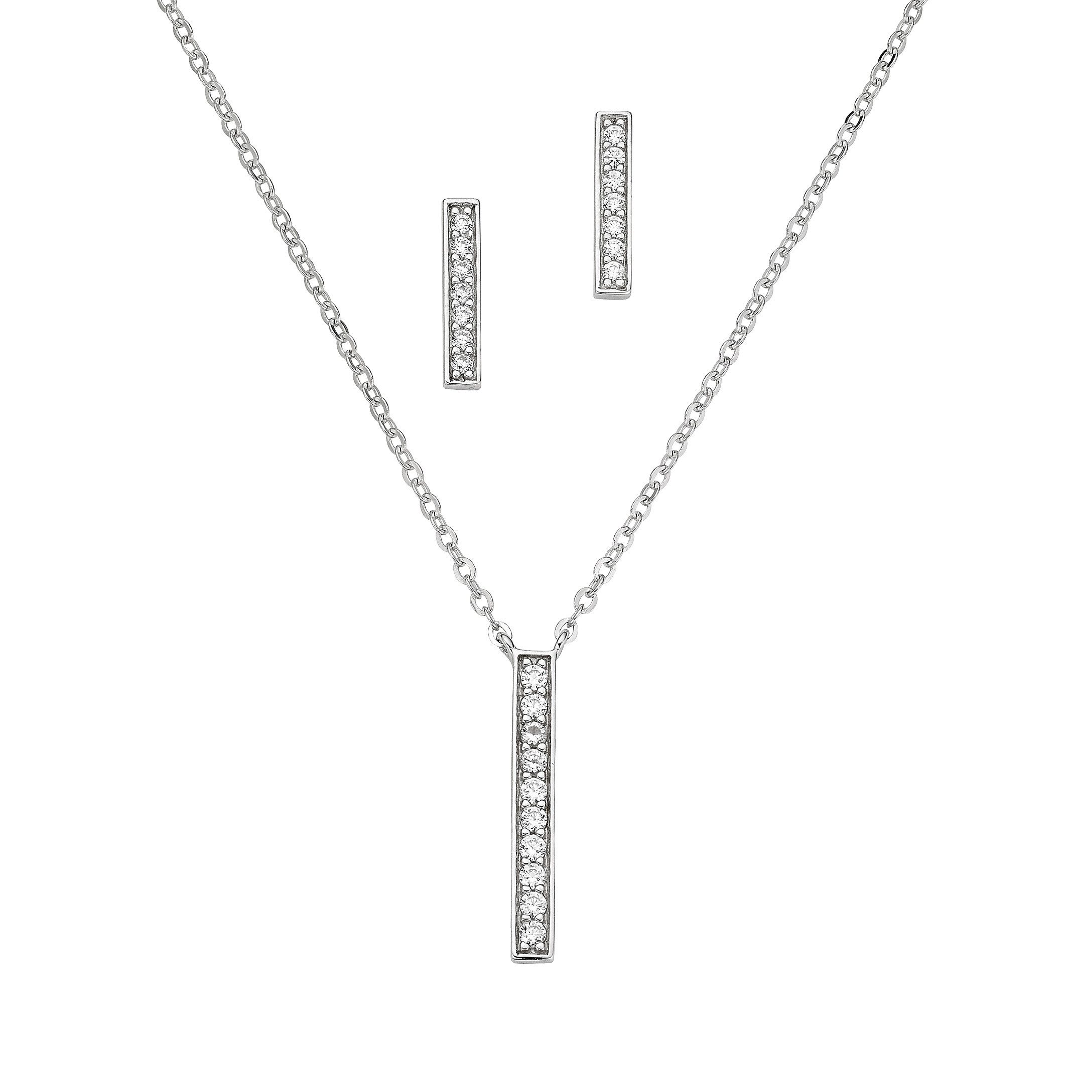 Ohrring und Ketten Set Multipack Schmuck Geschenk Silber 925 Halskette Ohrstecker Stab