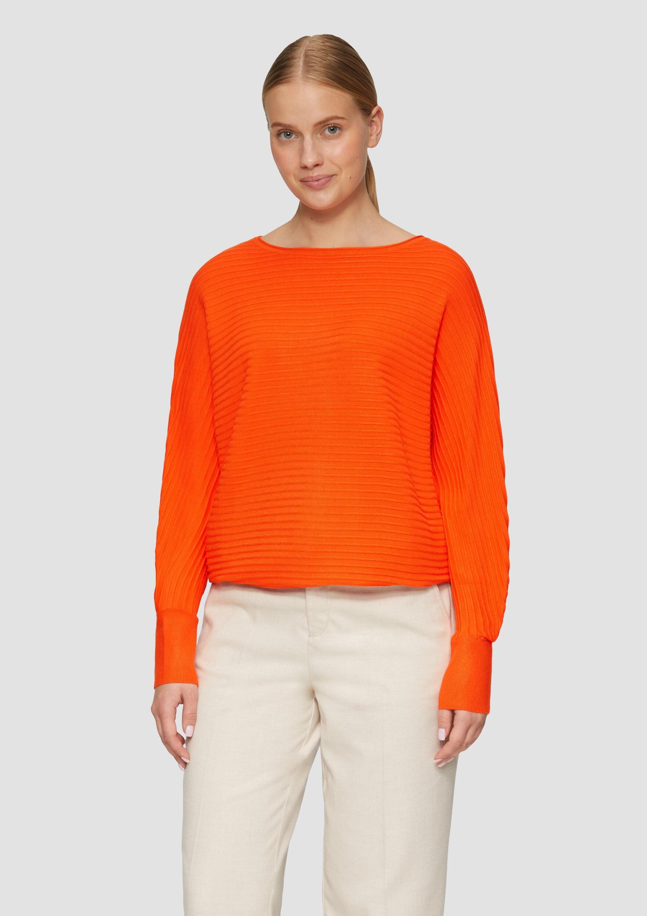 s.Oliver Longpullover Strickpullover Strukturierter Strickpullover mit Fled günstig online kaufen