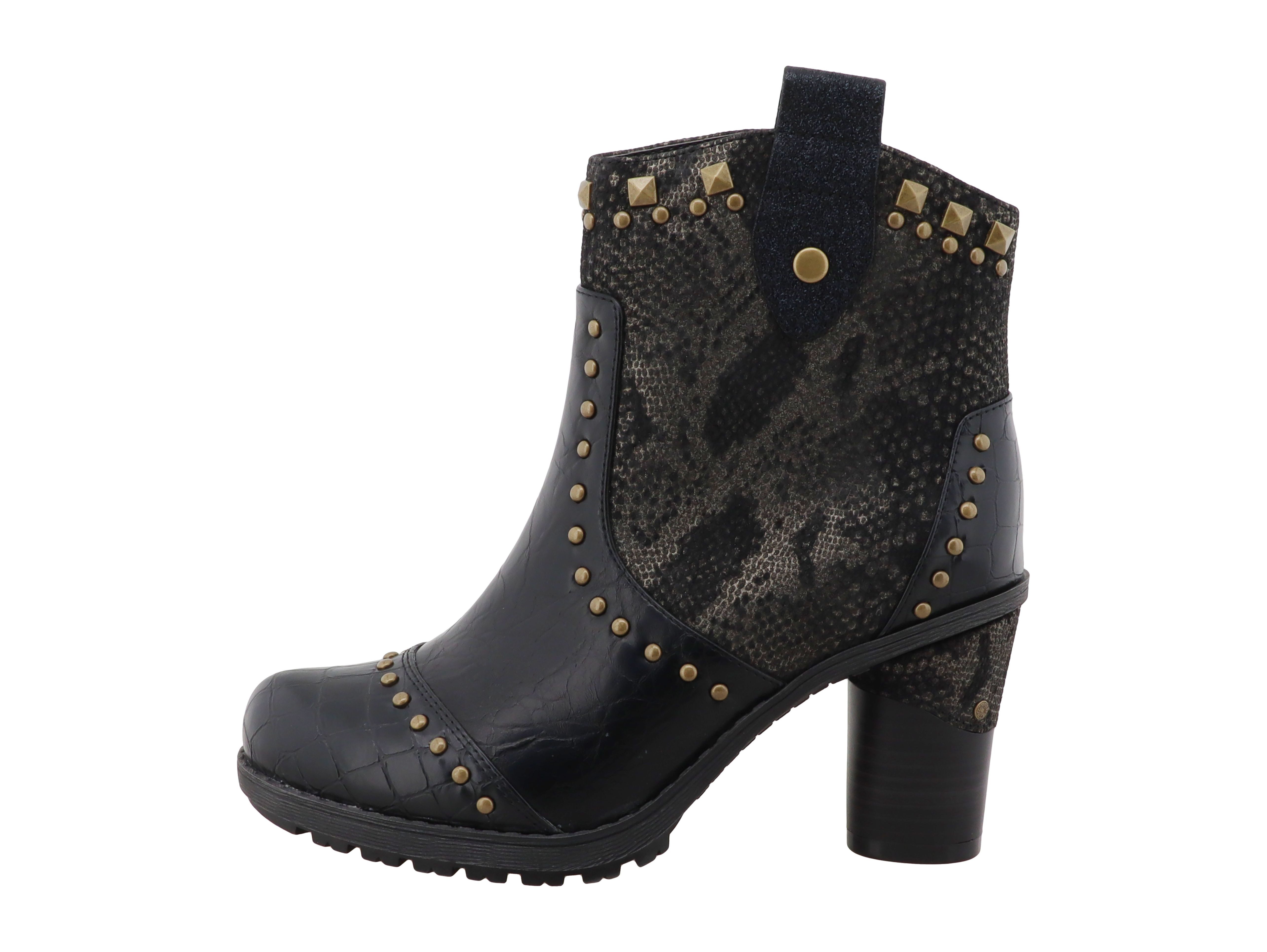 Mustang Shoes Stiefel Stiefelette Blockabsatz, Ankleboots mit vielen Nieten besetzt