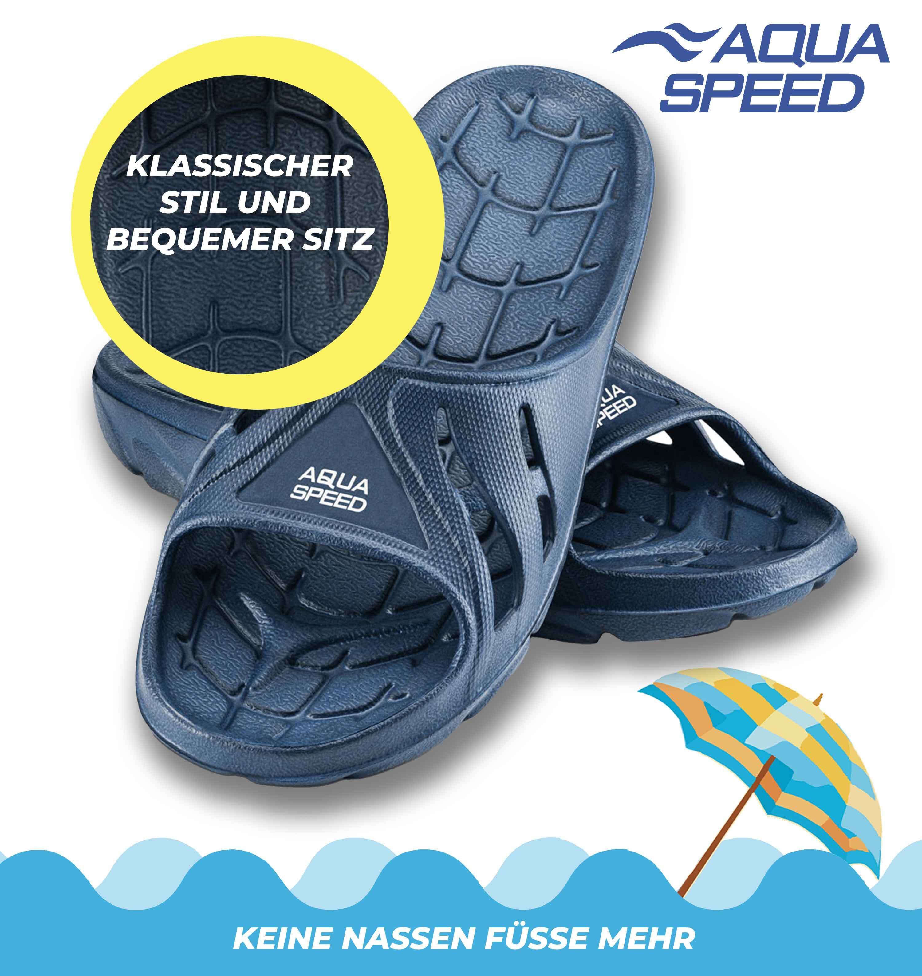 Aqua Speed Badelatschen ALABAMA Damen + Mikrofaserhandtuch Gr. 36-40 Badepantolette