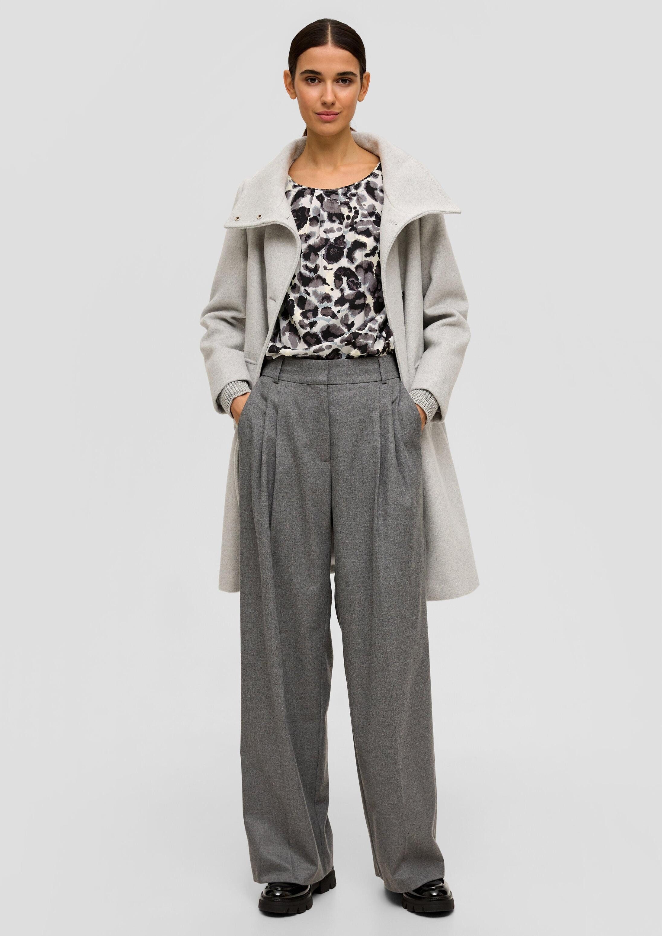 s.Oliver Kurzarmbluse Bluse Gemusterte Bluse aus Twill