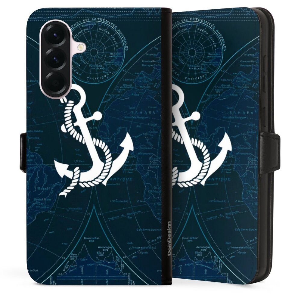 DeinDesign Handyhülle Anker Landkarte Segeln Sailors Style, Samsung Galaxy A56 5G Hülle Handy Flip Case Wallet Cover