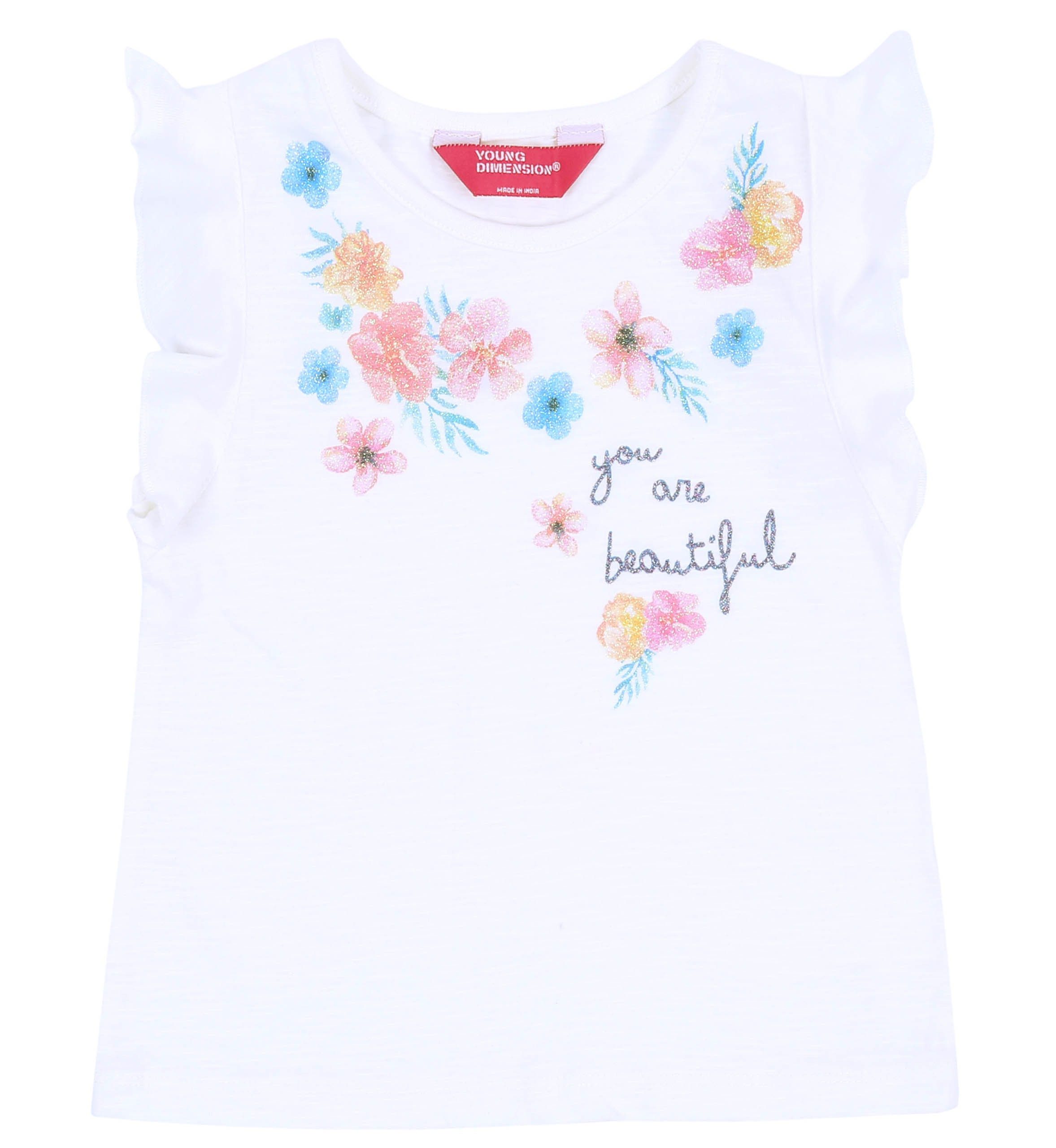 Blusentop T-Shirt mit Blumenmuster 3-4 Jahre