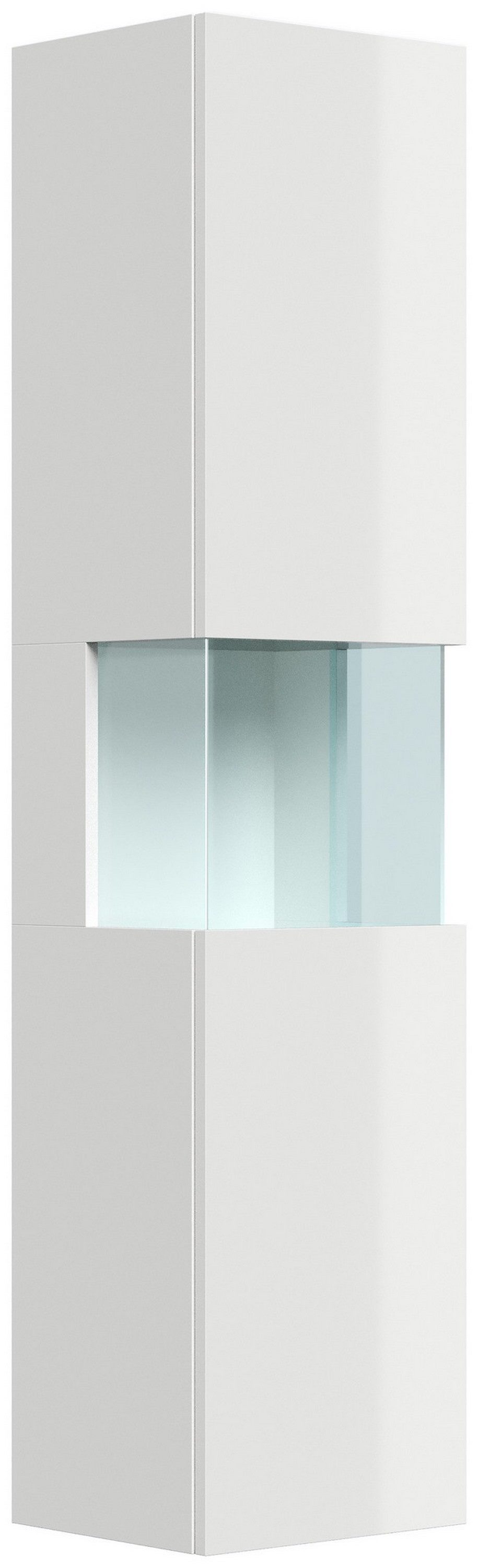 Posseik Hochschrank Badezimmer Hochschrank "Limes 150cm" Glaselement Weiß Hochglanz