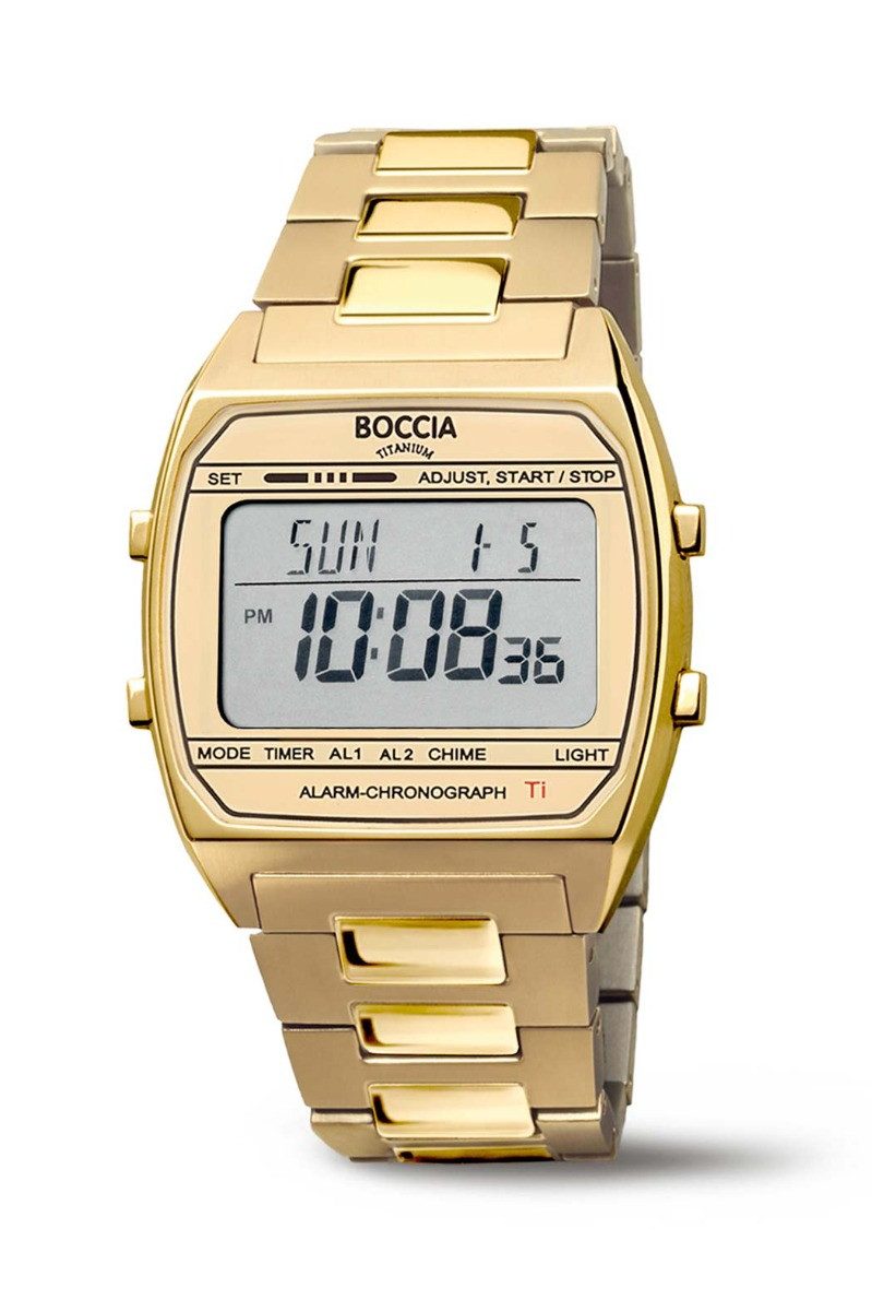 Boccia Digitaluhr, Alarm, Chronograph, Datumsanzeige, Ewiger Kalender, Mineralglas