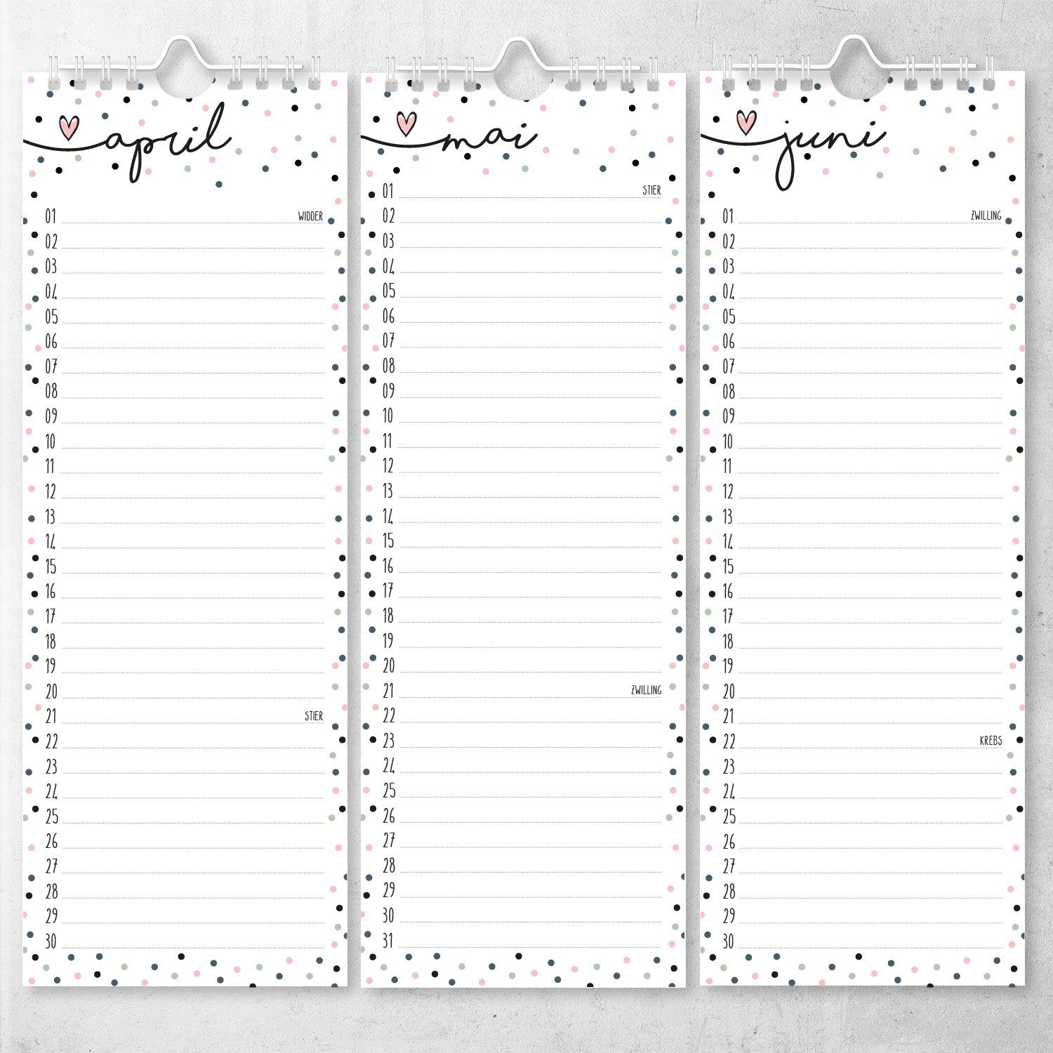 younikat ewige Kalender Geburtstagskalender Konfetti-Motiv I 105 x 297 mm I dv_665