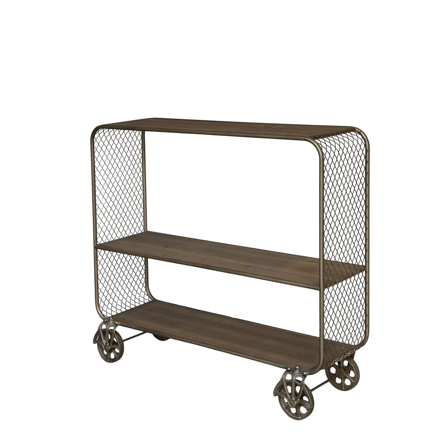 Annimuck Rollwagen Chic Antique Rollwagen mit Regal antique messing H99/L114/B35 cm, (1 St)