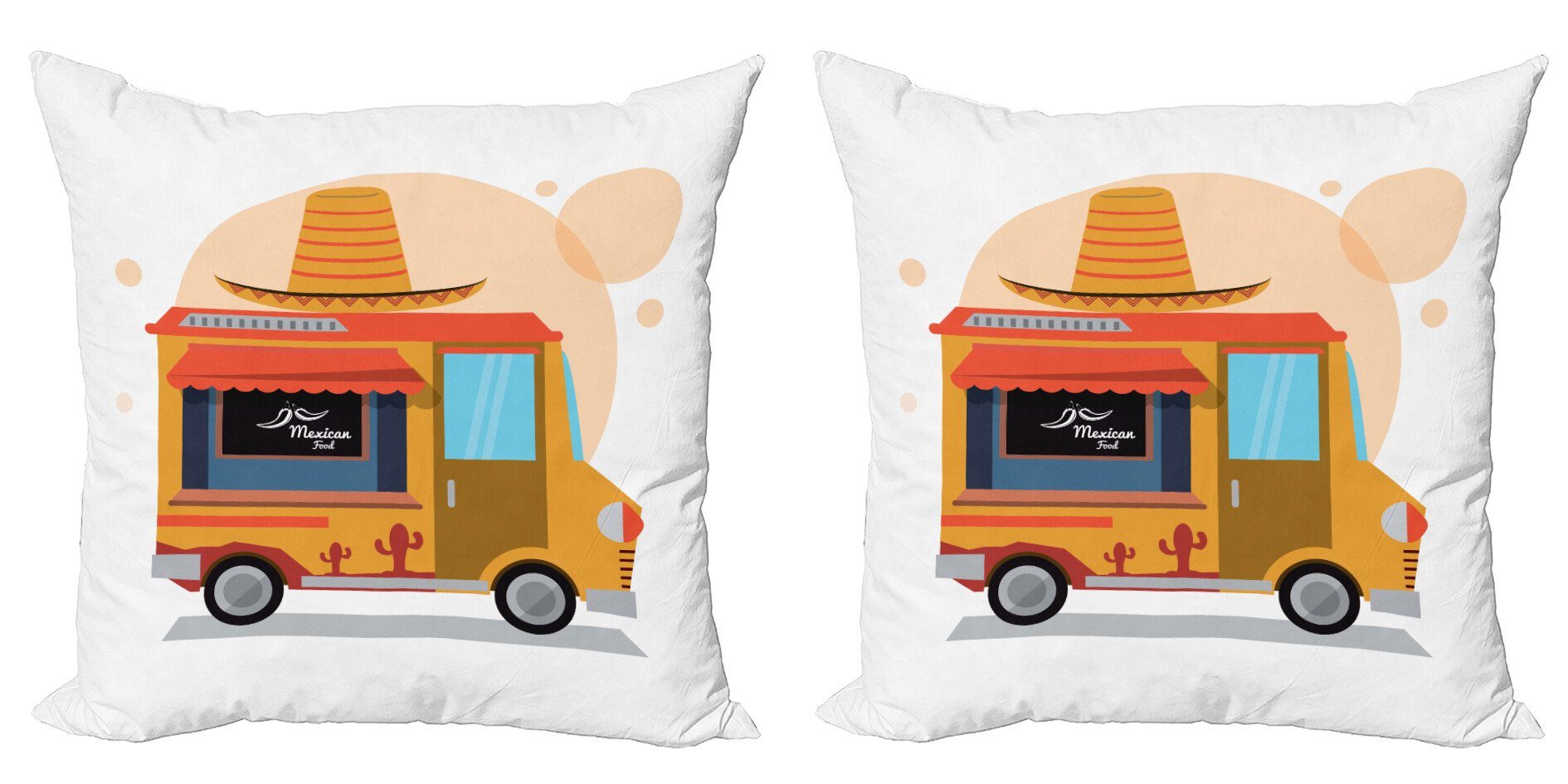 Kissenbezüge Modern Accent Doppelseitiger Digitaldruck, Abakuhaus (2 Stück), Taco Mexican Food Delivery Truck