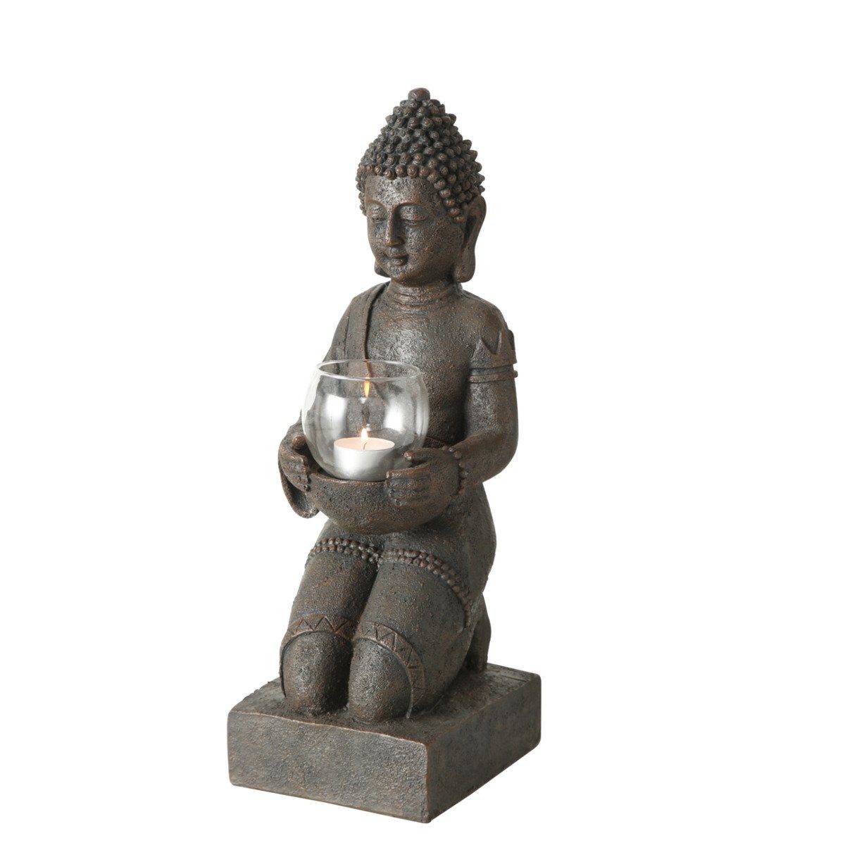 BOLTZE Buddhafigur aus Buddha cm mit Windlicht Figur 44 Statue Boltze Kunststoff, Hähe