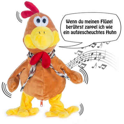 all Kids United Kuscheltier Tanzender & Sprechender Gockel (Plüschtier, Singender Hahn), Spielt Melodie und flattert