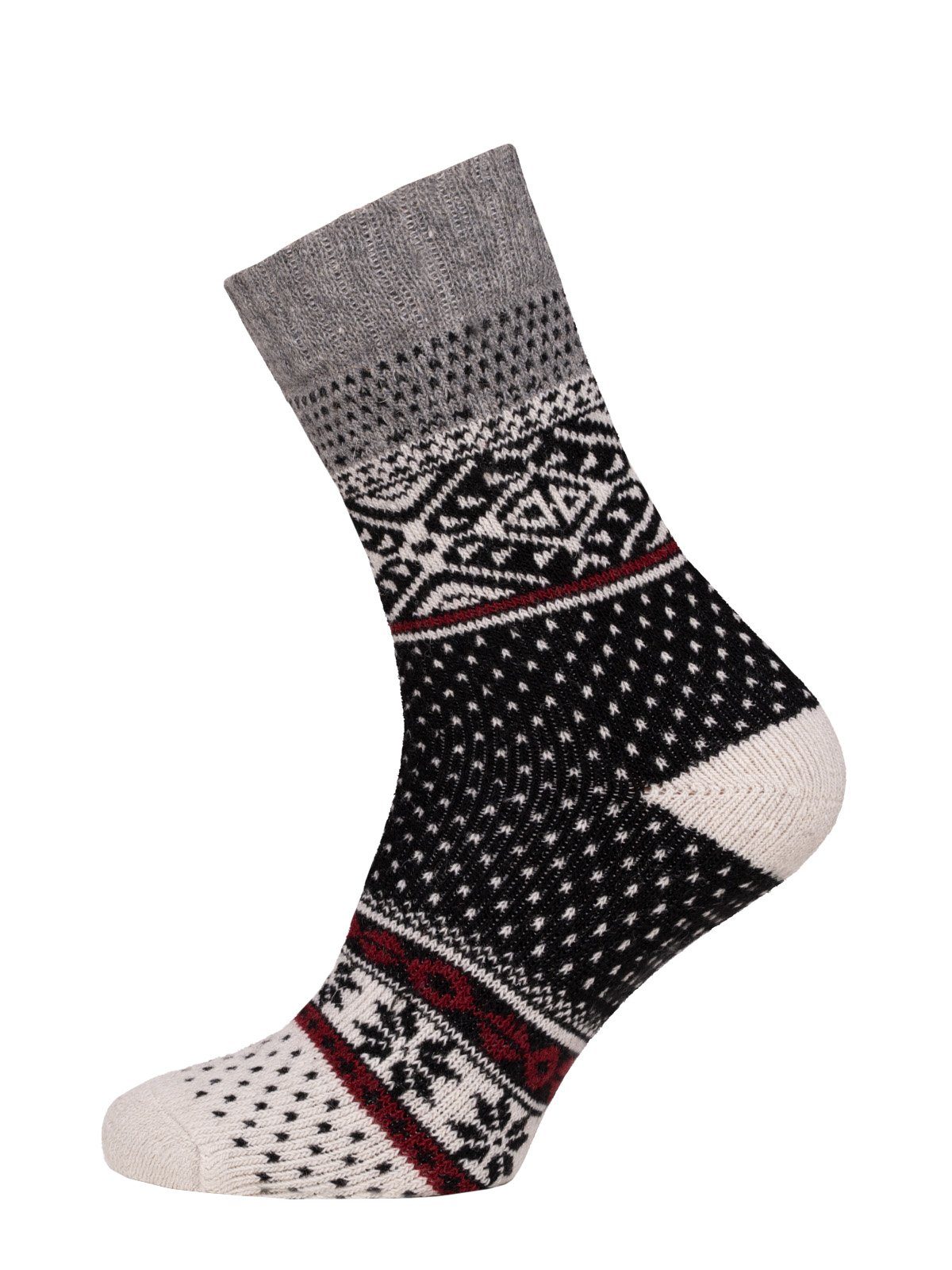 HomeOfSocks Norwegersocken Skandinavische Wollsocke "Norweger Muster" Nordic Kuschelsocken (Paar, 1 Paar) Dicke Socken Hyggelig Warm Mit 45% Wollanteil In Norwegischem Design Schwarz