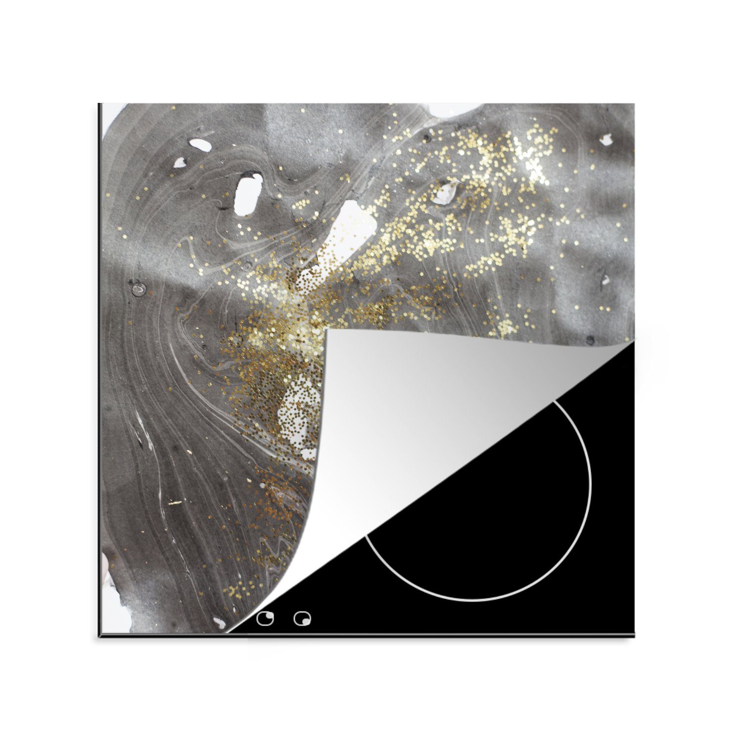 Luxus cm, MuchoWow - Weiß, Herdblende-/Abdeckplatte für Gold Marmor küche 78x78 Vinyl, tlg), Ceranfeldabdeckung, - (1 - Arbeitsplatte