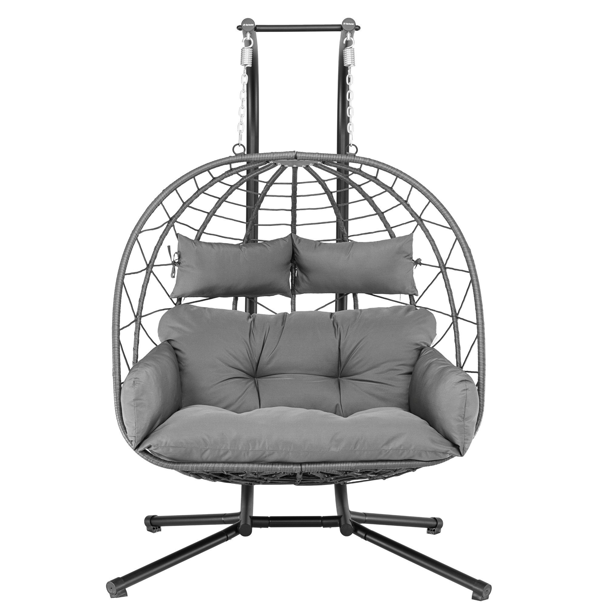 HinHocker Hängesessel Hängesessel für 2 Personen mit Gestell, Anthrazit, XXL Hängeschaukel I (1-St), Faltbarer Korb