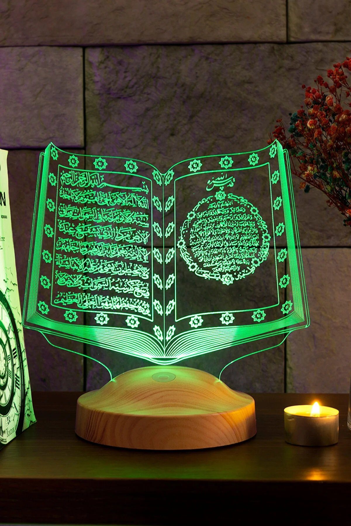 Geschenkelampe LED Nachttischlampe Koran Nachtlicht muslimische Deko Geschenk für Muslimischen Freund, Leuchte in 7 Farben fest integriert, Allah Islamisches Ka – Bild 5 von 5
