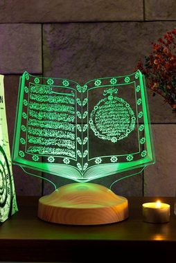 Geschenkelampe LED Nachttischlampe Koran Nachtlicht muslimische Deko Geschenk für Muslimischen Freund, Leuchte in 7 Farben fest integriert, Allah Islamisches Kalligraphie, Ramadan Geschenk, Eid Mubarak, Ramadan Deko, Islam
