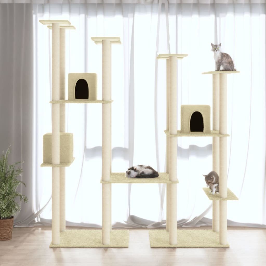 vidaXL Kratzbaum aus Holzwerkstoff, Plüsch, Sisal in Creme