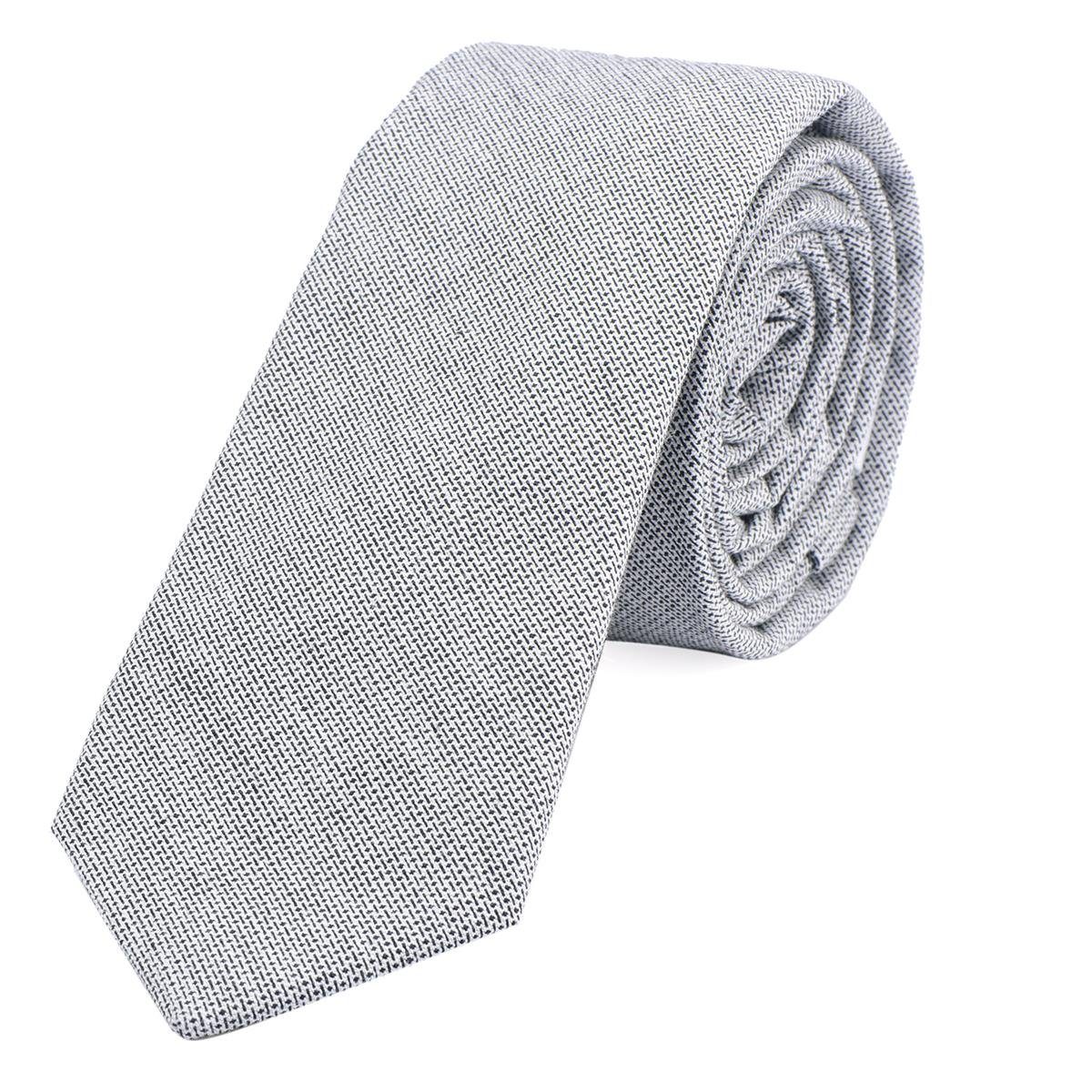 DonDon Krawatte Herren Krawatte 6 cm einfarbig kariert und gepunkt (Packung, 1-St., 1x Krawatte) Baumwolle, verschiedene Muster, für Büro oder festliche Veranstaltungen jeans-hellgrau-schwarz