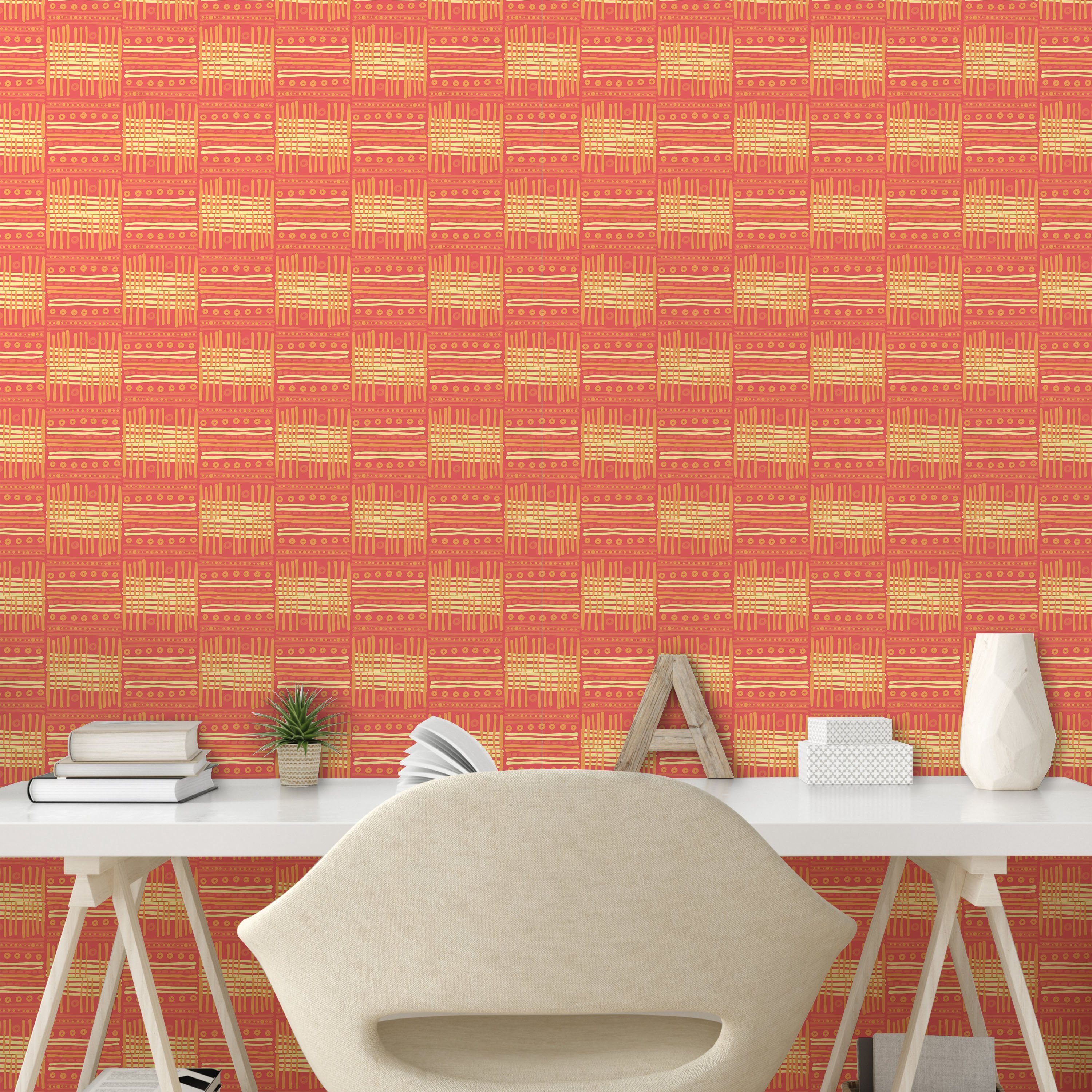 Abakuhaus Vinyltapete selbstklebendes Wohnzimmer Küchenakzent, Boho Muster Formulare Abstrakt afrikanisch