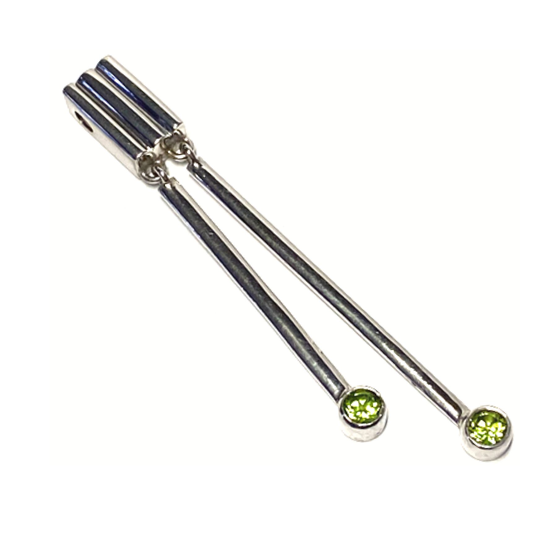 Edelschmiede925 Kettenanhänger Silber Anhänger mit 2 Peridots als Pendel