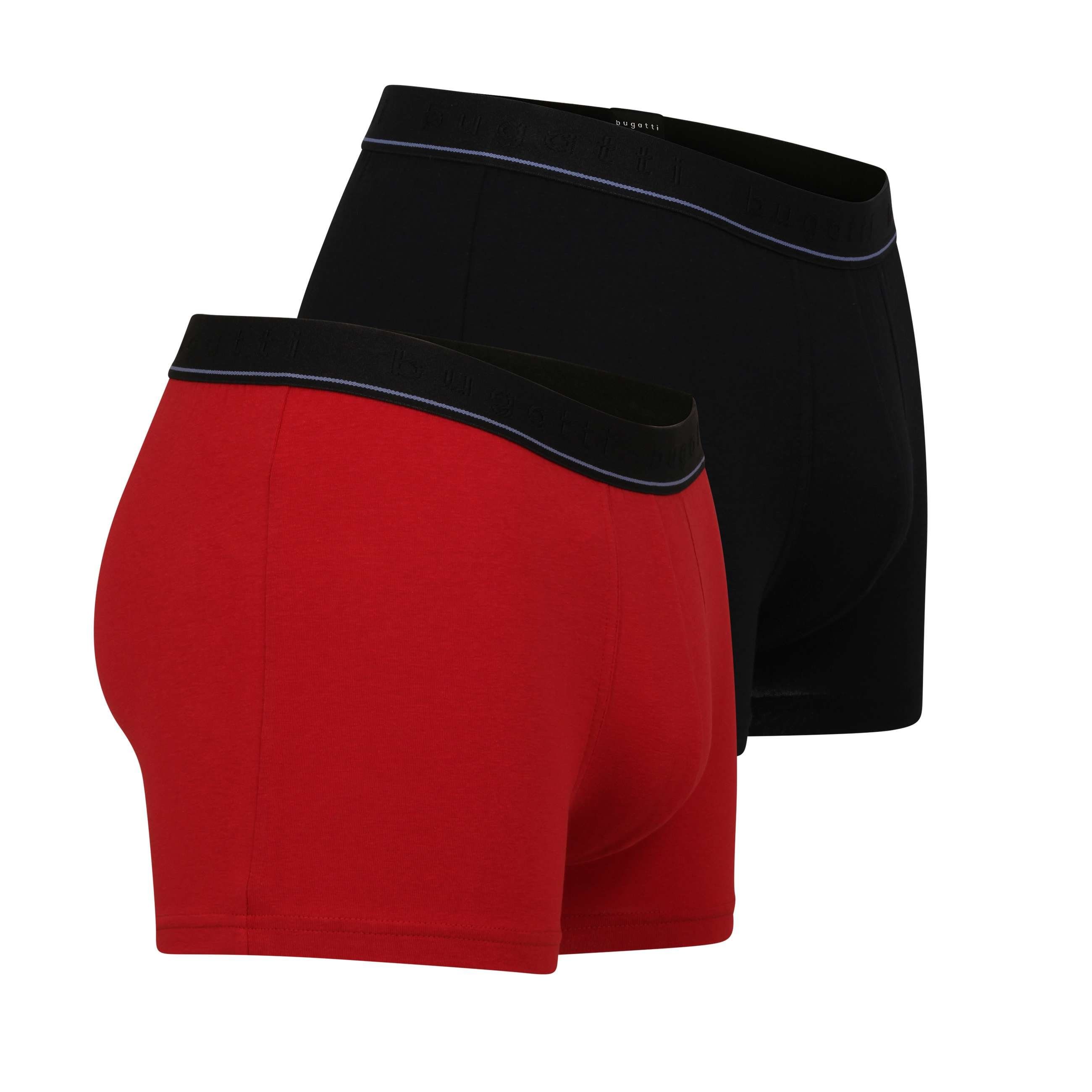 bugatti Boxershorts BUGATTI Herren Pack Pants (2-St) 2er rot-mittel-uni uni rot