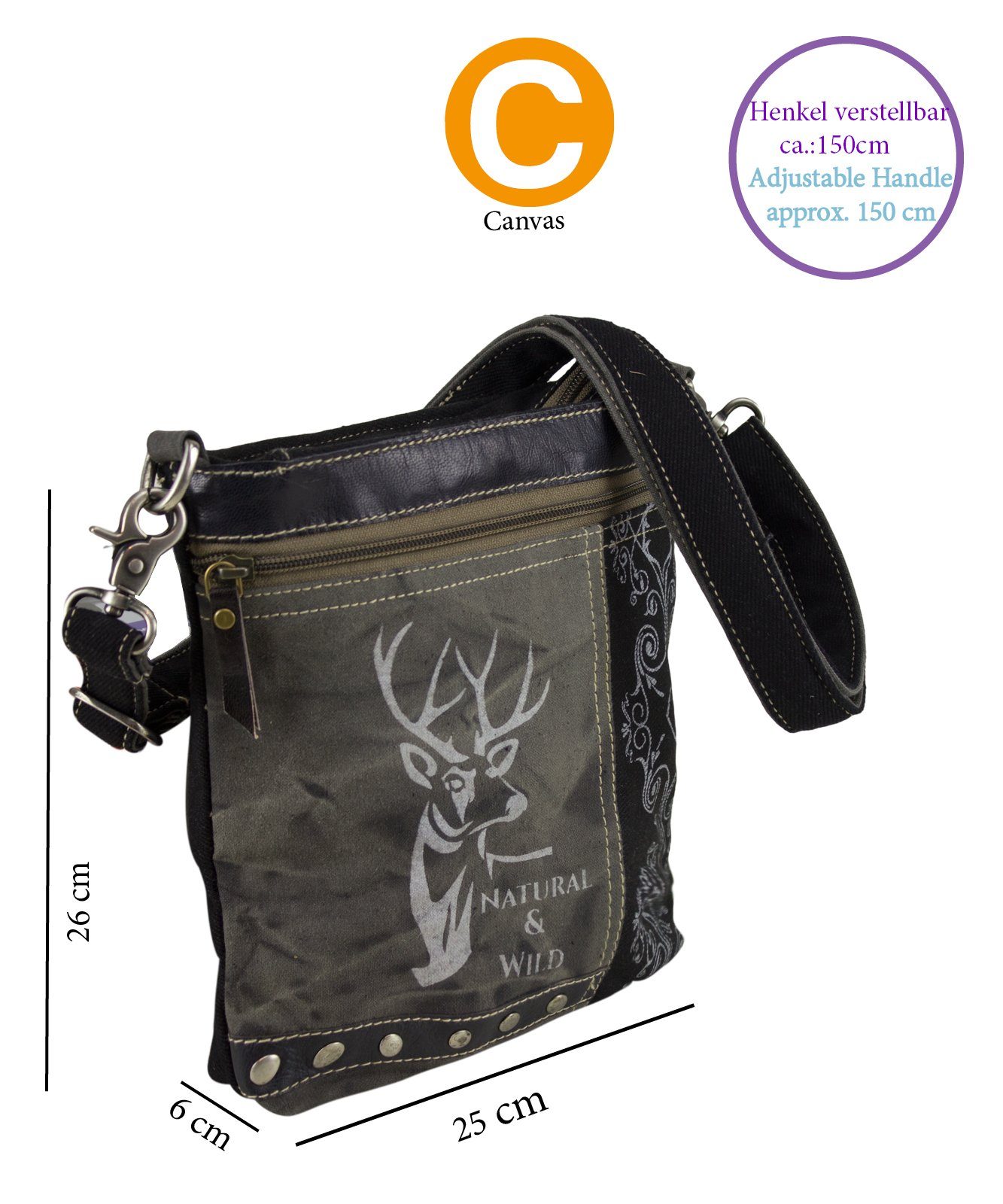 Domelo Trachtentasche Domelo Trachtentasche Umhängetasche Canvas & Leder Hi günstig online kaufen