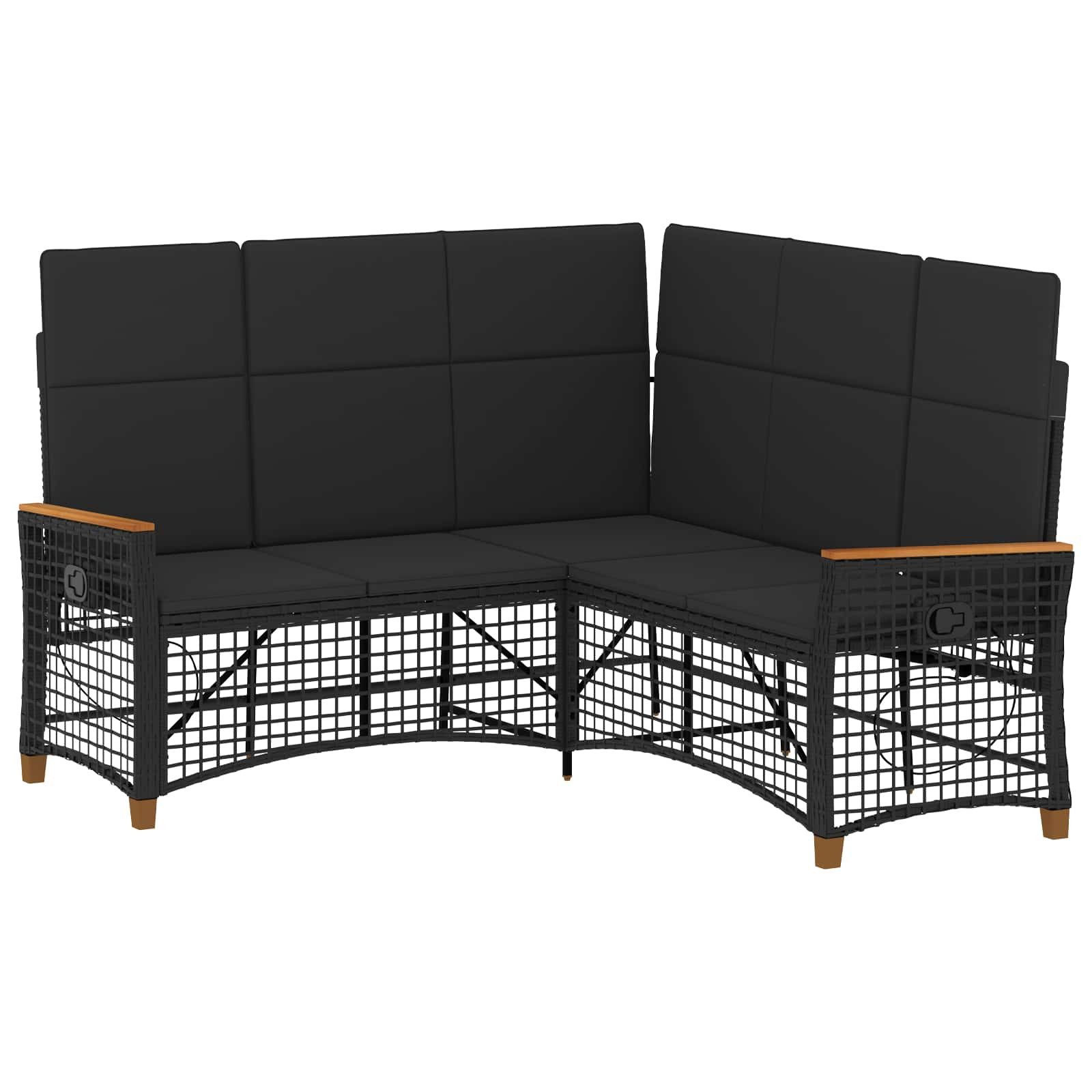 vidaXL Loungesofa Garten Liegesofa Set Verstellbar Schwarz 164 x 164 x 112 cm, 1 Teile