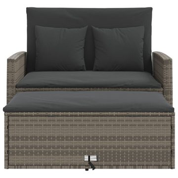 vidaXL Gartenbank Gartensofa 2-Sitzer mit Kissen Grau Polyrattan