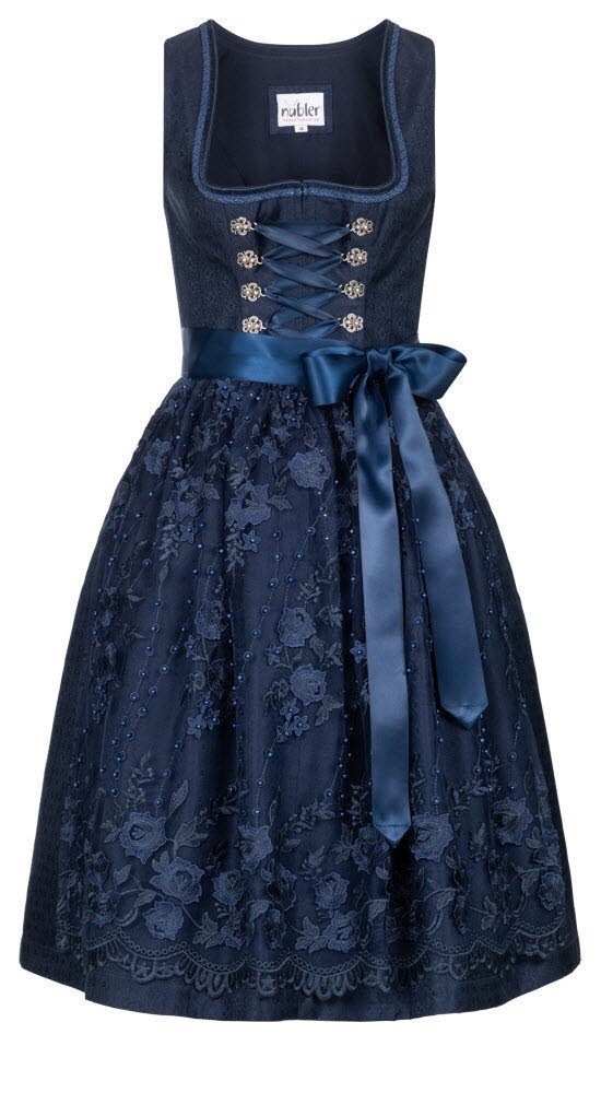 Nübler Trachtenkleid Dirndl midi Gloria in Blau von Nübler