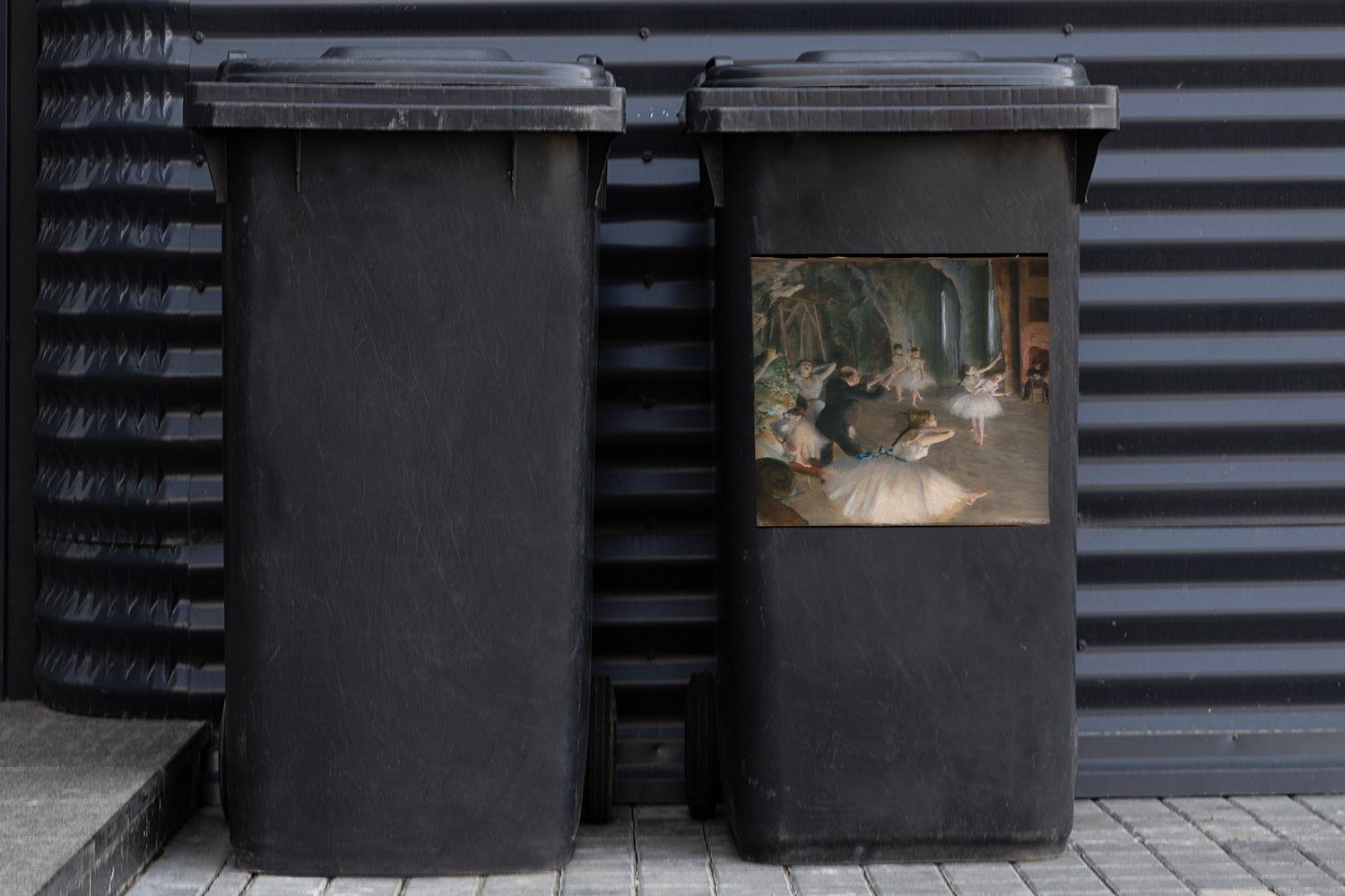Wandsticker von (1 Sticker, Degas Edgar Die Balletts Gemälde - des St), Mülleimer-aufkleber, Mülltonne, auf Probe Container, MuchoWow Abfalbehälter Bühne der