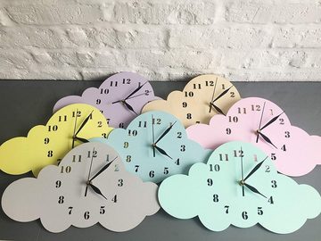 BABEES Wanduhr Kinder Wanduhr Wolke, Uhr ohne Tickgeräusche, Kinderzimmer, Lautlos