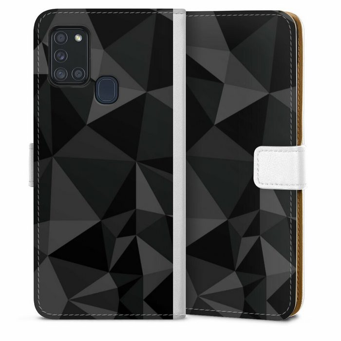 DeinDesign Handyhülle Geometric Muster Abstrakt Polygon Pattern Black Samsung Galaxy A21s Hülle Handy Flip Case Wallet Cover