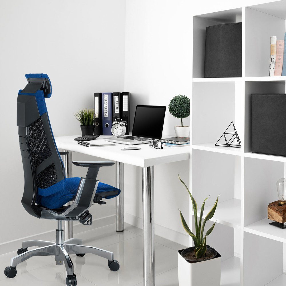 hjh OFFICE Netzstoff Bürostuhl St), (1 GENIDIA Blau Drehstuhl PRO Schreibtischstuhl End ergonomisch High