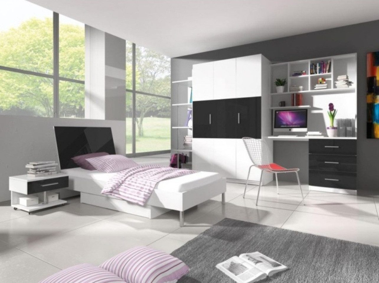 JVmoebel Kinderkleiderschrank Schwarzes Kleiderschrank-Regal für Kinder- und Jugendzimmer Made in Europa