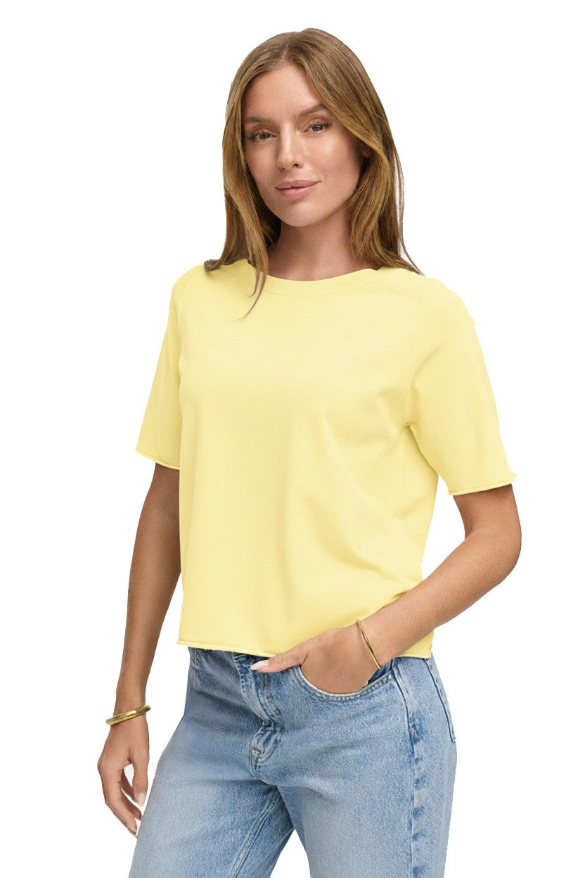 CATNOIR Kurzarmpullover Catnoir Strickshirt in Viskoe 1/2 Arm - gelb (1-tlg)