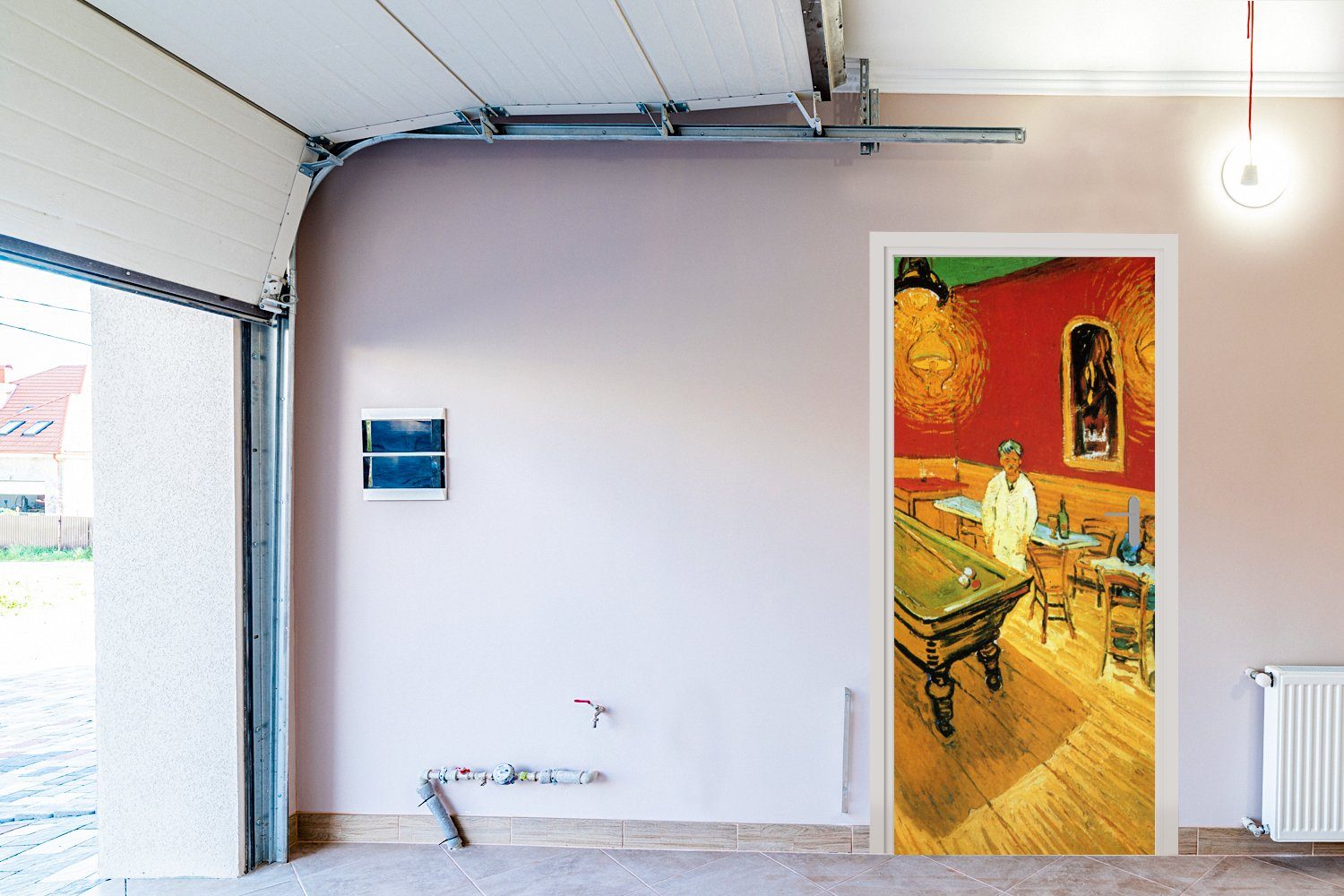 75x205 van bedruckt, cm Gogh, (1 Matt, Nachtcafé St), Tür, Türaufkleber, Das MuchoWow für Fototapete - Vincent Türtapete