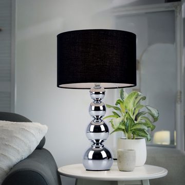 smartwares Tischleuchte, Leuchtmittel nicht inklusive, Tischlampe Nachttischlampe Touchdimmer Leselampe Textil schwarz H 43cm