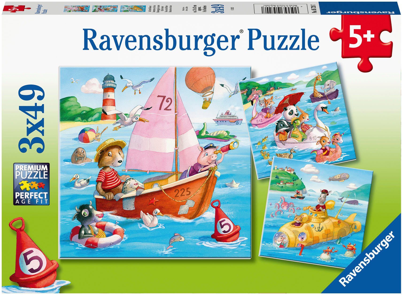 Ravensburger Puzzle 3x49, Auf dem Wasser, 147 Puzzleteile, Made in Europe; FSC®- schützt Wald - weltweit