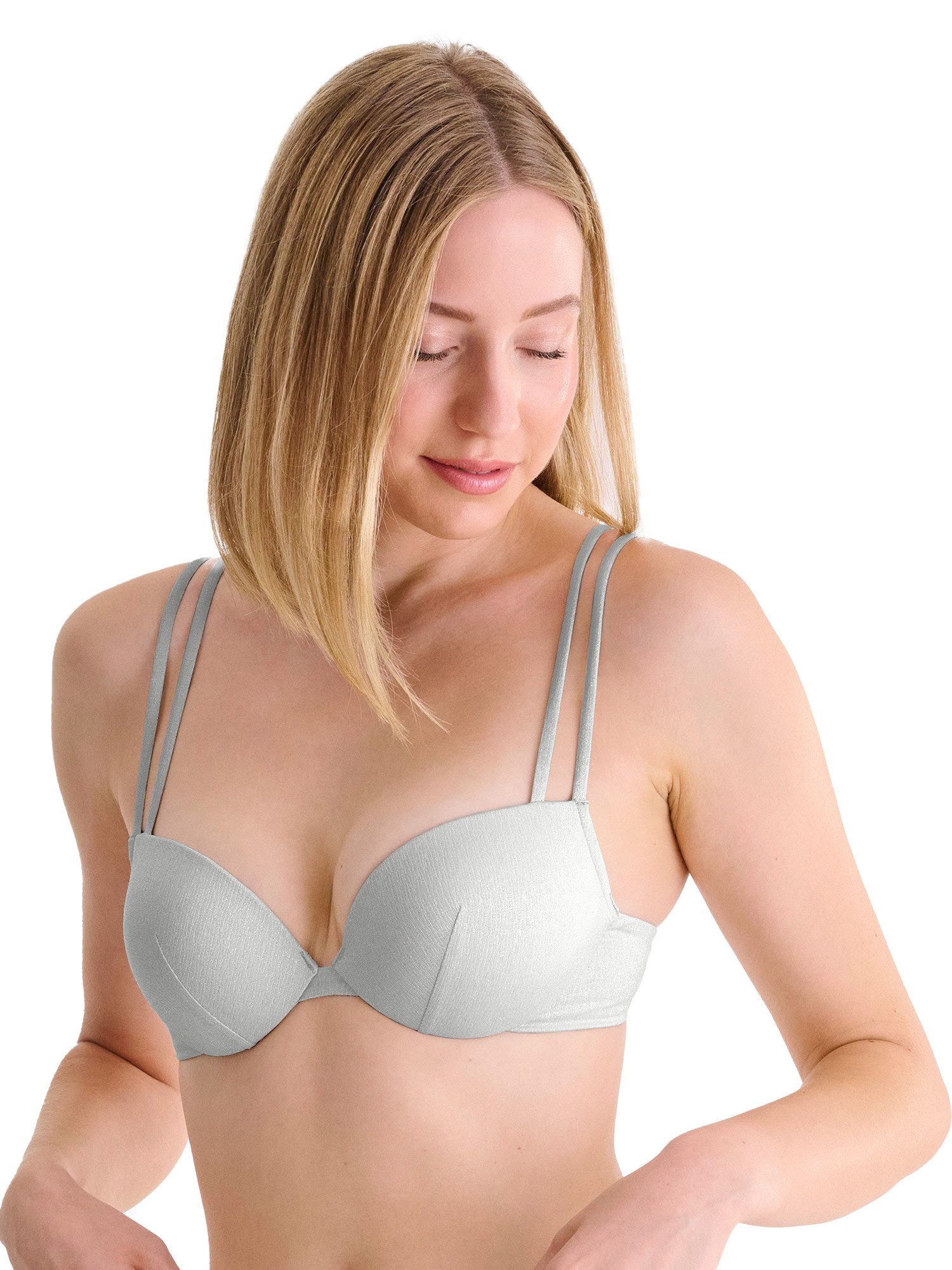 Lisca Balconette-Bikini-Top Push-up Bikini-Oberteil Blue Lagoon (Stück, 1-St), stabile Push up Schale, Shimmer-Effekt durch metallisiertes Garn