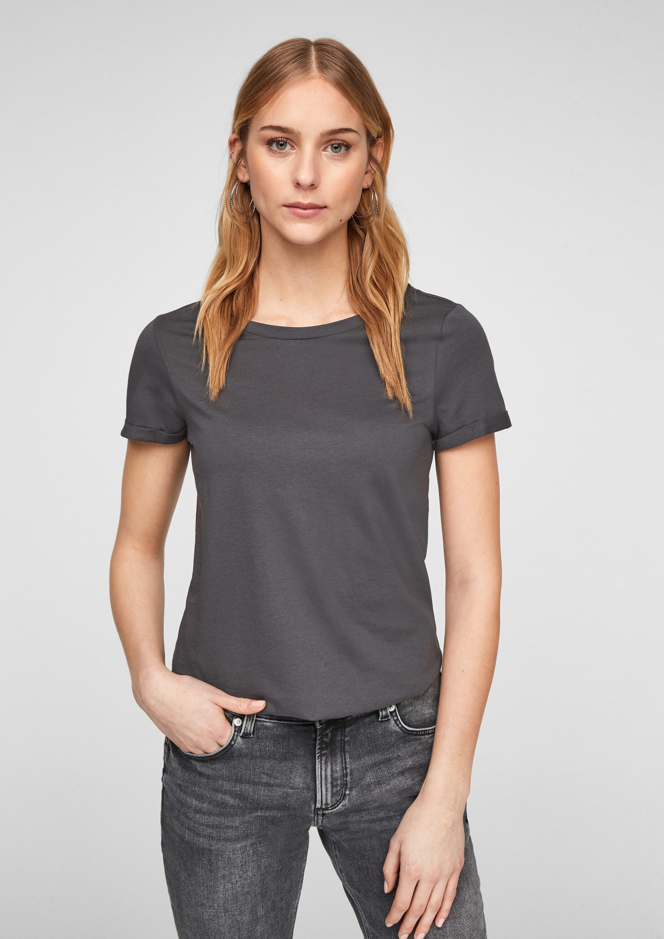 QS Kurzarmshirt T-Shirt Jerseyshirt mit Crew Neck günstig online kaufen