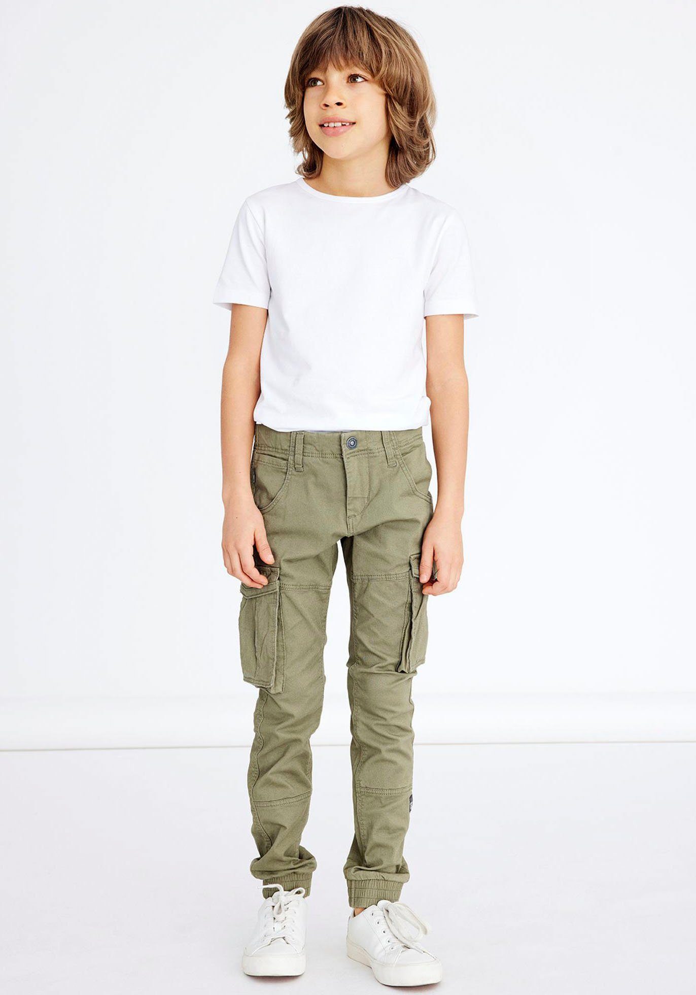 Name It Cargohose NKMRYAN – für Jungen mit verstellbarem Bund und Stretchkomfort unifarben, casual, regular fit, Twill
