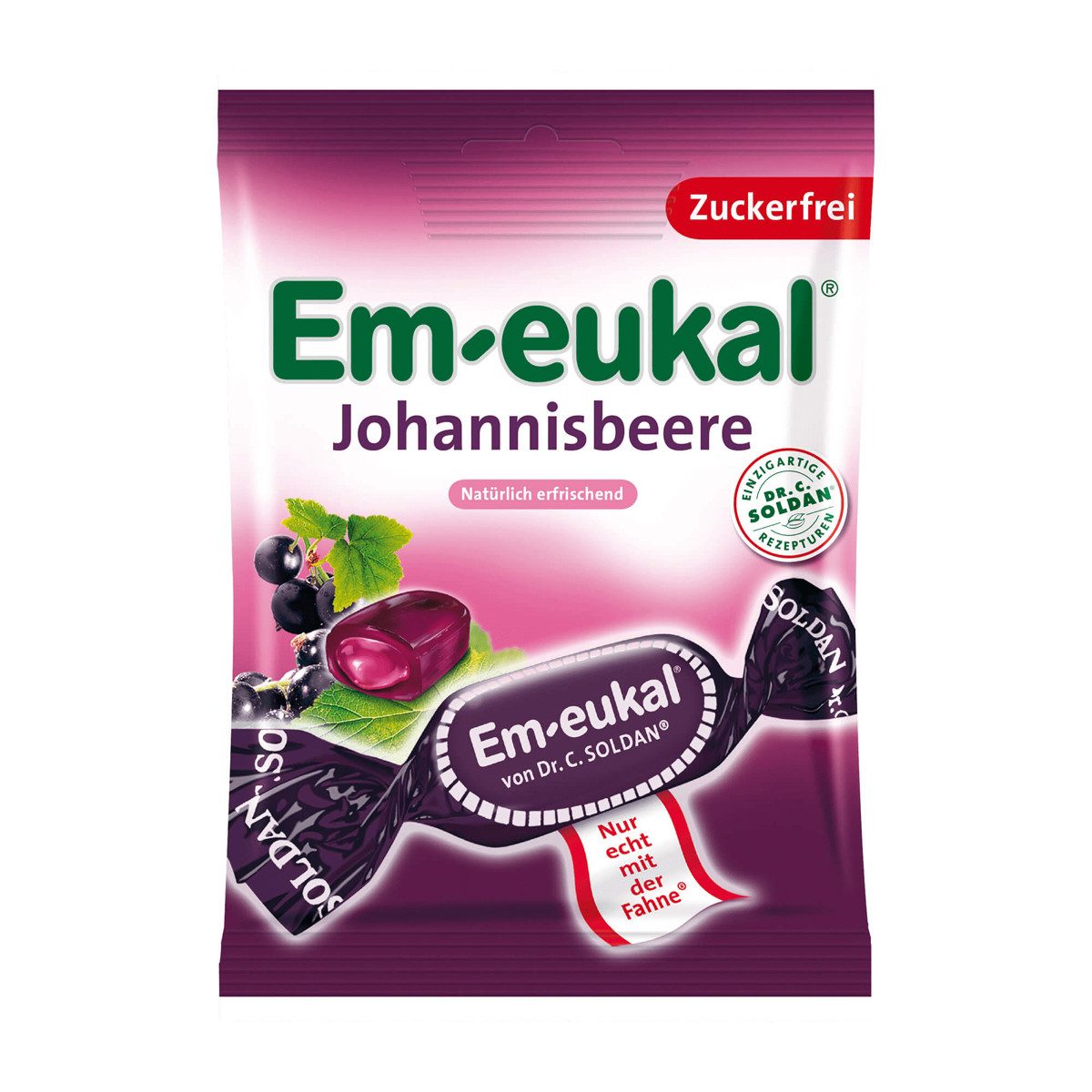 Em-eukal Süßigkeit, Em eukal Johannisbeere zuckerfrei mit flüssiger Cassis Füllung 75g