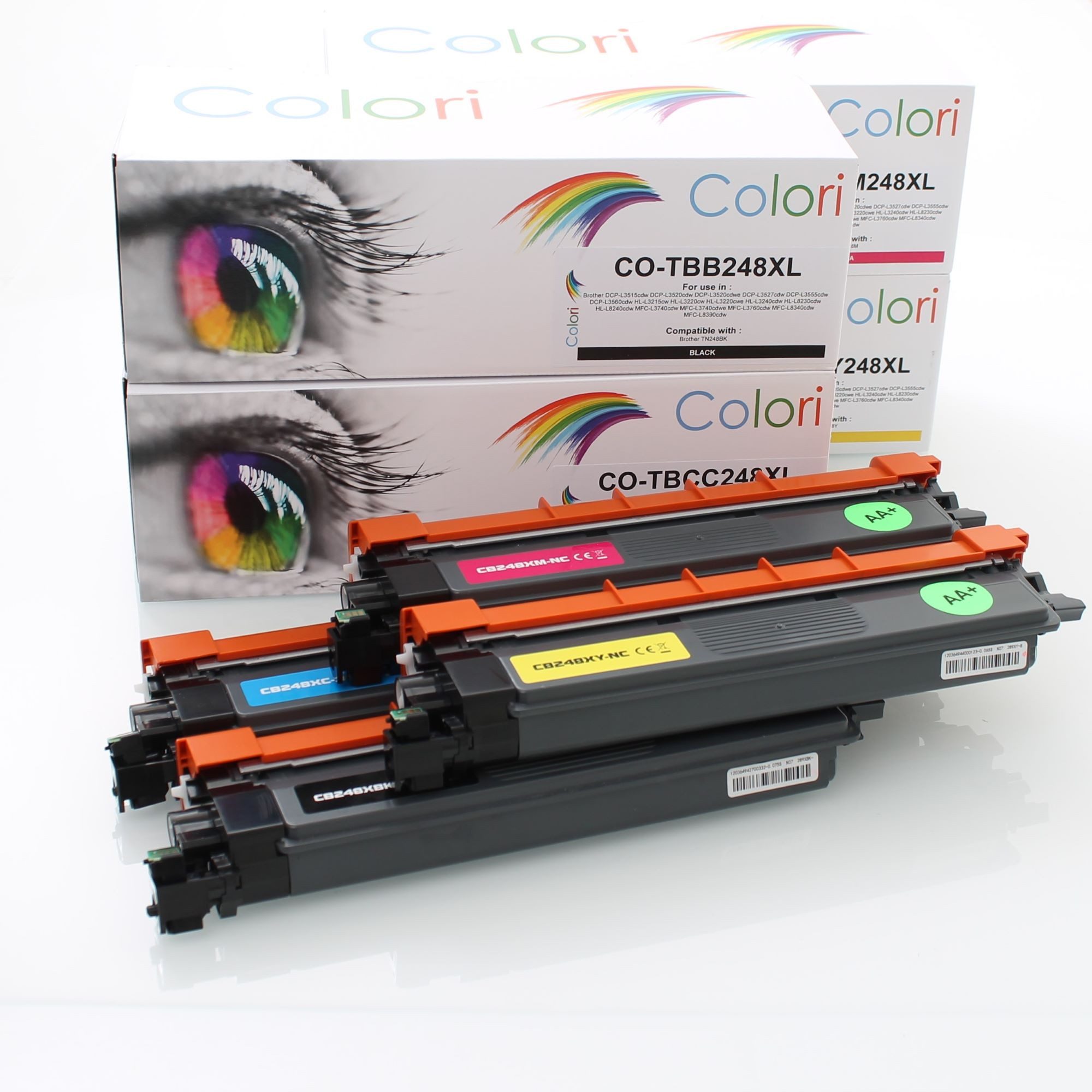 Colori Tonerkartusche, (Set 4x Toner für Brother TN248XL DCPL3515cdw DCPL3520cdwe, Brother DCP-L3515cdw DCP-L3520cdw DCP-L3520cdwe DCP-L3527cdw DCP-L3555), cdw DCP-L3560cdw HL-L3215cw HL-L3220cw HL-L3220cwe HL-L3240cdw HL-L823